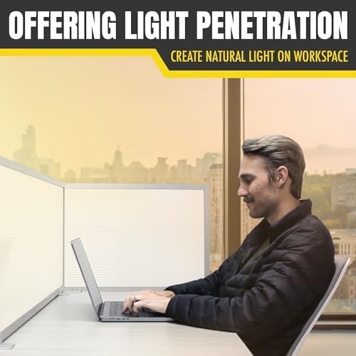 OBEX Polycarbonate Office Desk Mounted Privacy Screen Adjustable Table Top Panel Divider, Universal Aluminum Bracket-USA Made, 24" x 30", White