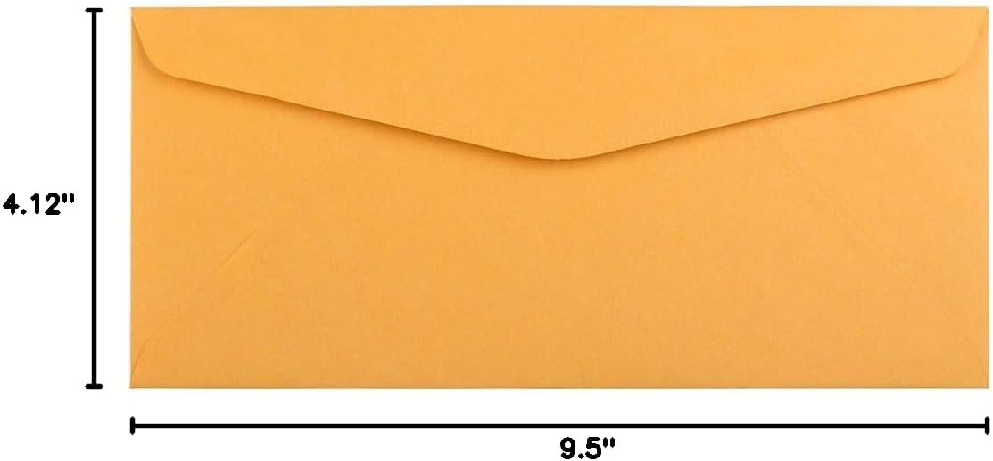 JAM PAPER #10 Business Commercial Envelopes - 4 1/8 x 9 1/2 - Brown Kraft Manila - 100/Pack