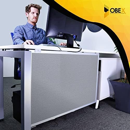 OBEX Acoustic Table Mounted Modesty Desk Privacy & Sound Absorbing Panel for Office Cubicles, 18" x 60", Overcast