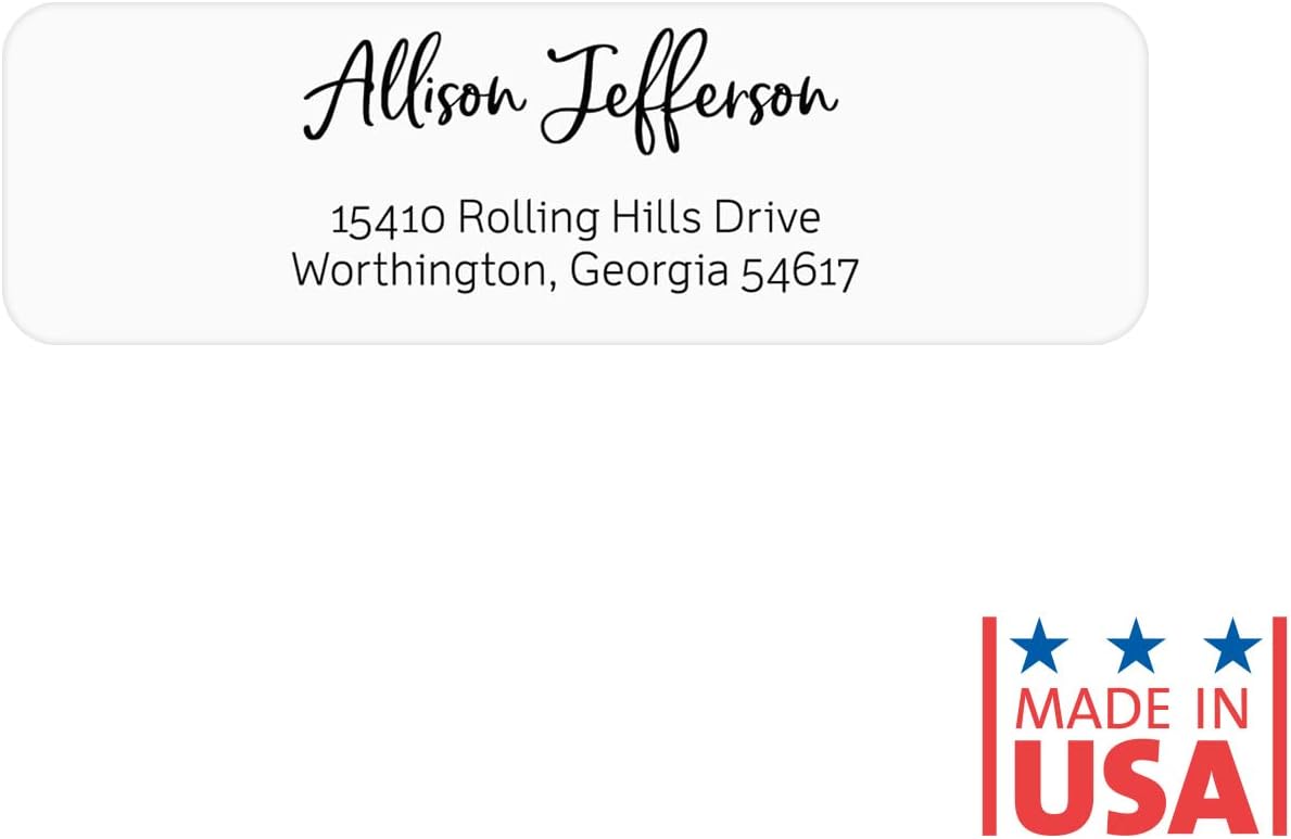 Black and White Cursive Rolled Address Labels /500 Personalized Return Address Labels/Designer Address Stickers in Elegant Plastic Dispenser