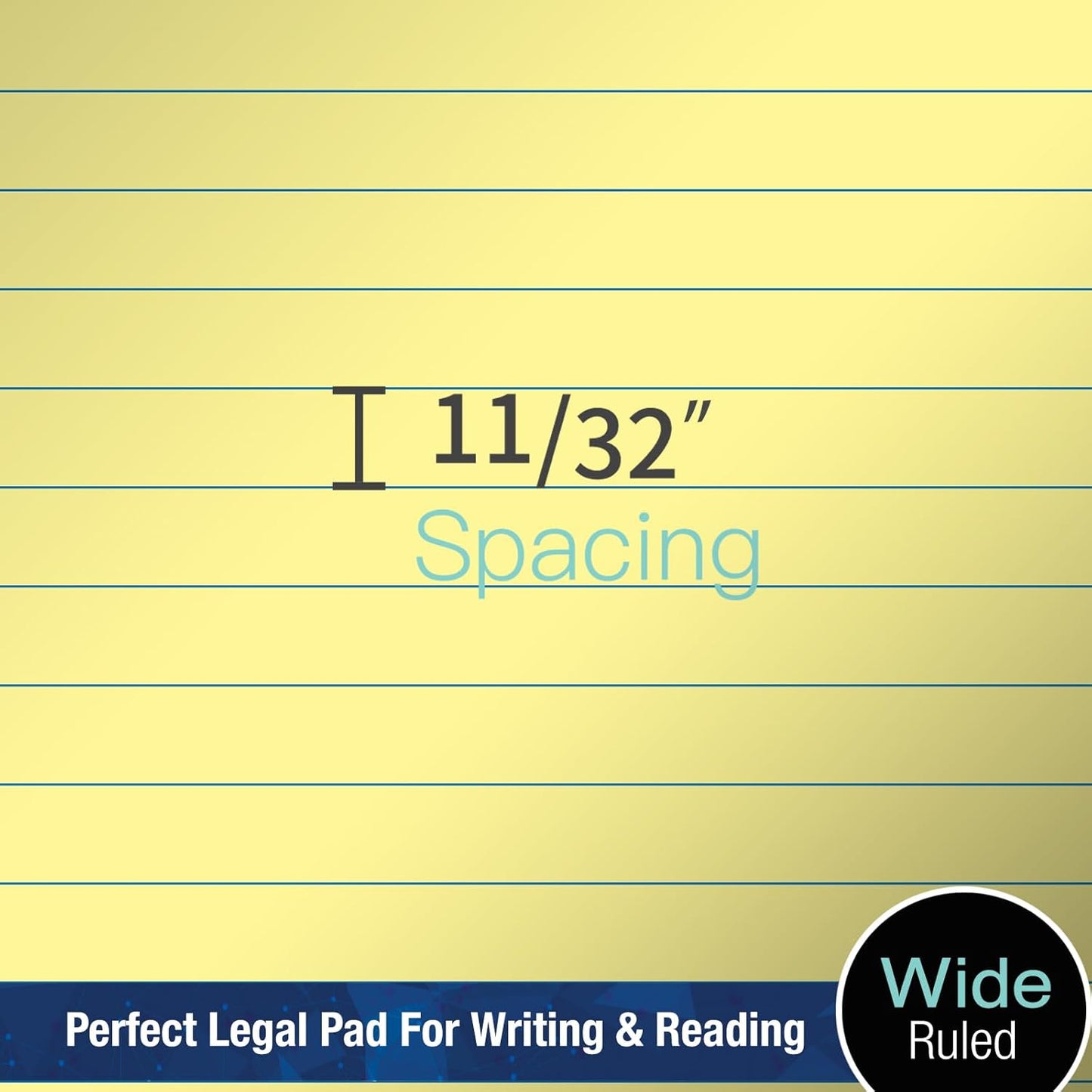 Woodlake Legal Pads 8.5 "x 14" – 6‑Pack, Wide Ruled, Premium Yellow Paper Pad No ink Bleed, Micro‑Perforated Writing Pads,50 Sheets, Legal Size Note pads for School, Office & Home, Made in USA