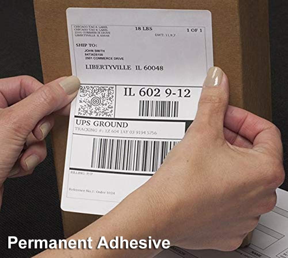 Fanfold 4 x 6 Direct Thermal Shipping Labels with Perforations, 2000 Labels, 1000 Labels/Stack, Permanent Adhesive, White Mailing Labels for Zebra Thermal Printer 2 Stacks