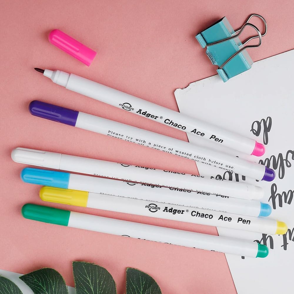 TopHomer Water Erasable Fabric Marking Pen Temporary Marking Auto-Vanishing Pen Fabric Markers Pen Colorful Water Soluble Ink for Dressmaking, Handicraft, Embroidery, Artificial Flowers(Rink)