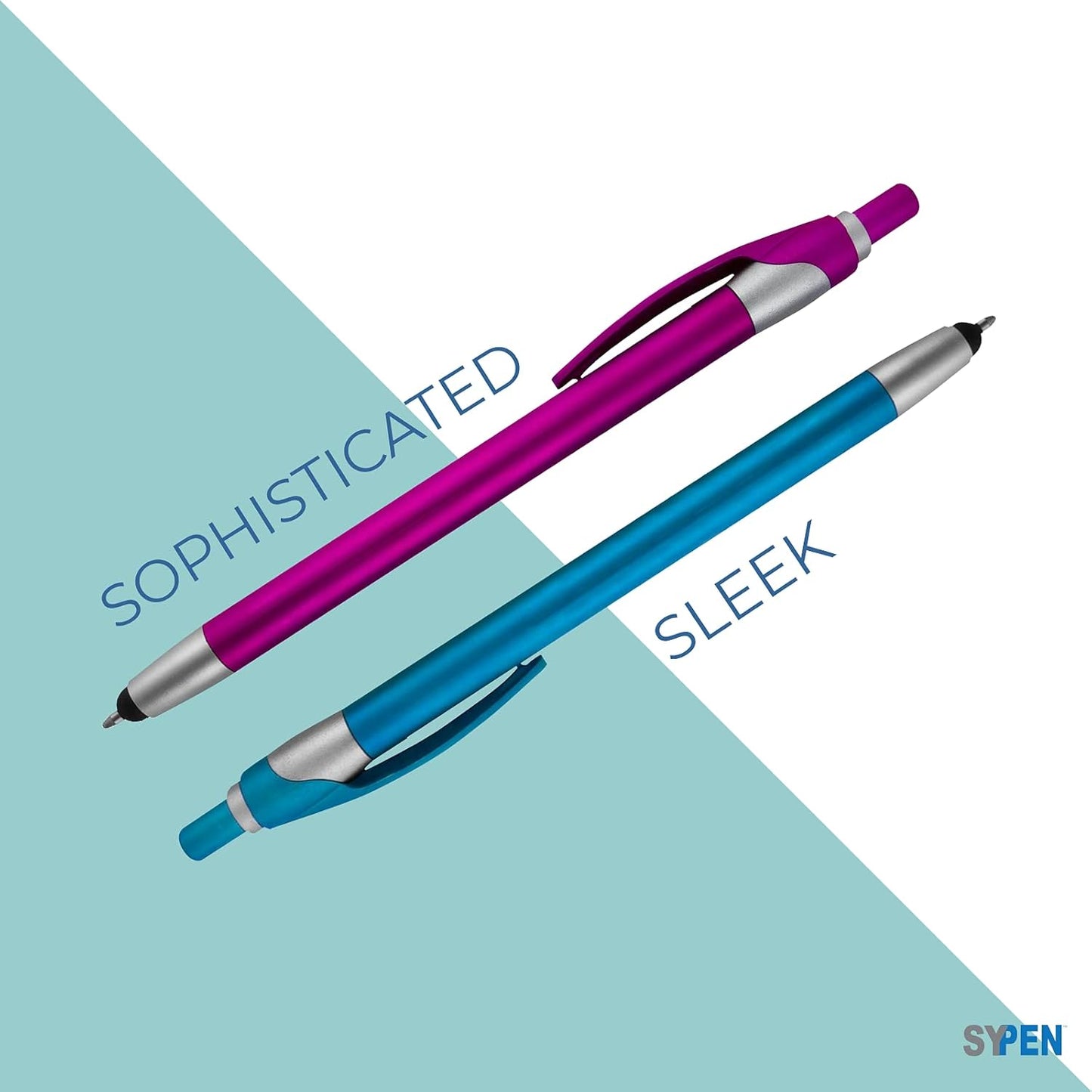 Personalized With your Custom Logo or Text Pens-Pack of 300- for Marketing, Parties, and Events, 2 in 1 Capacitive Stylus & Ballpoint Pen Compatible With Touchscreen Devices, Black Ink,Rose Pens