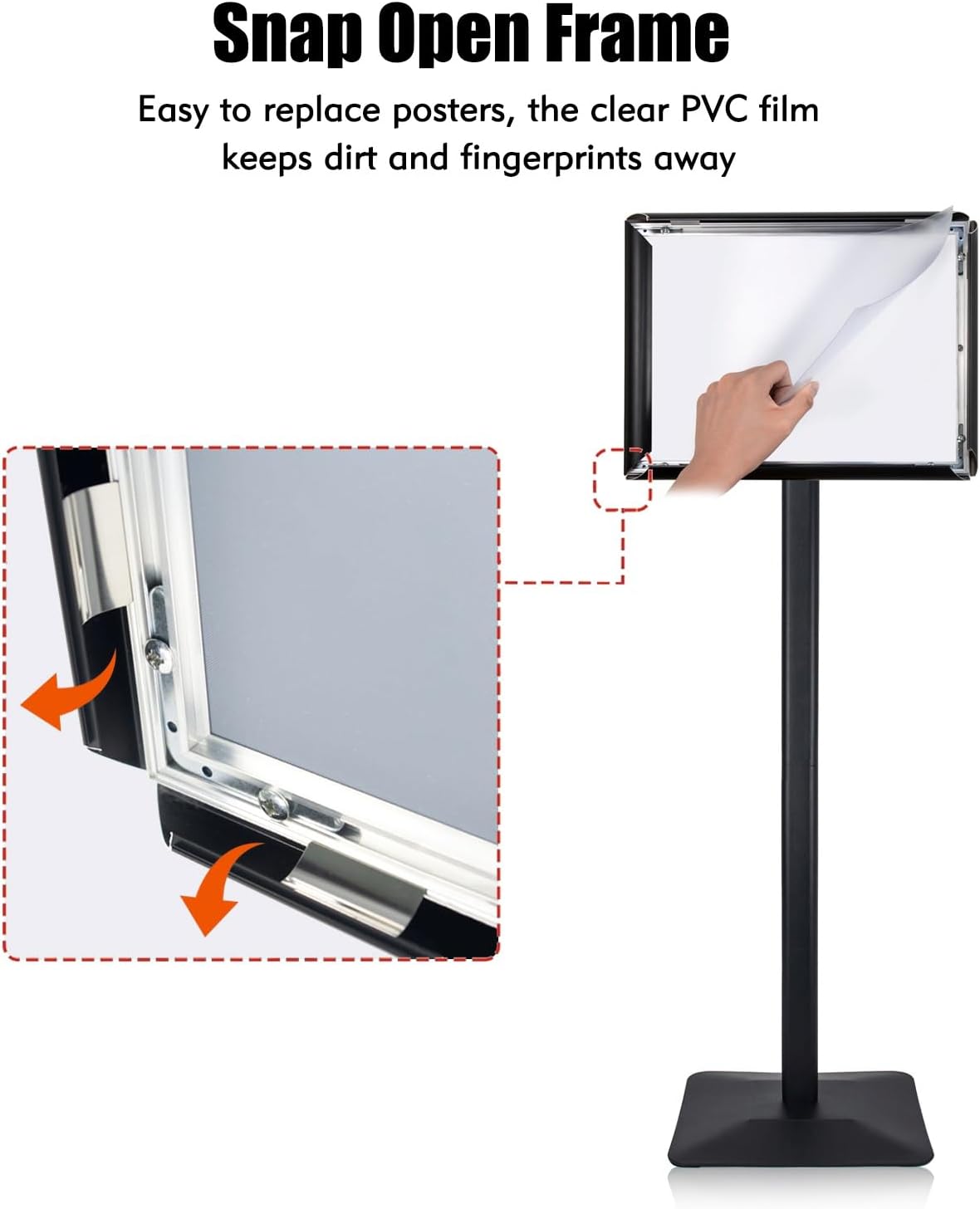 Sign Stand for Display, 11lbs Integrated Rod Heavy Duty Pedestal Floor Signage Stand Holder, for Outdoor or Indoor Advertising (8.5 x 11, Black, 3Pack)