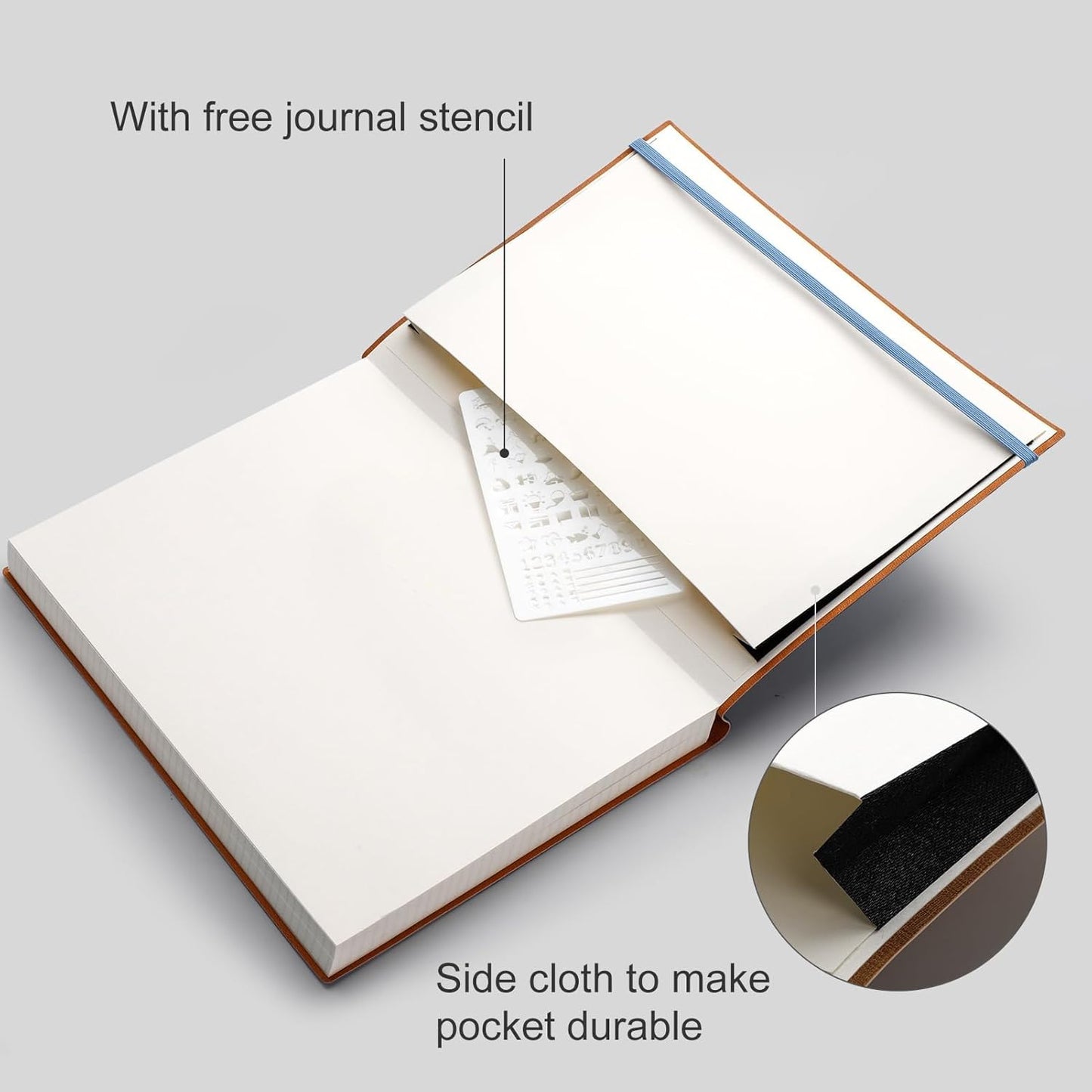 AHGXG Bullet Dotted Journal - Large A4 Notebook Dotted, 8.5''×11'', 320 Pages Dot Grid Notebook, 100gsm Thick Paper, Leather Softcover, with Journal Stencils, Inner Pocket - Cyan