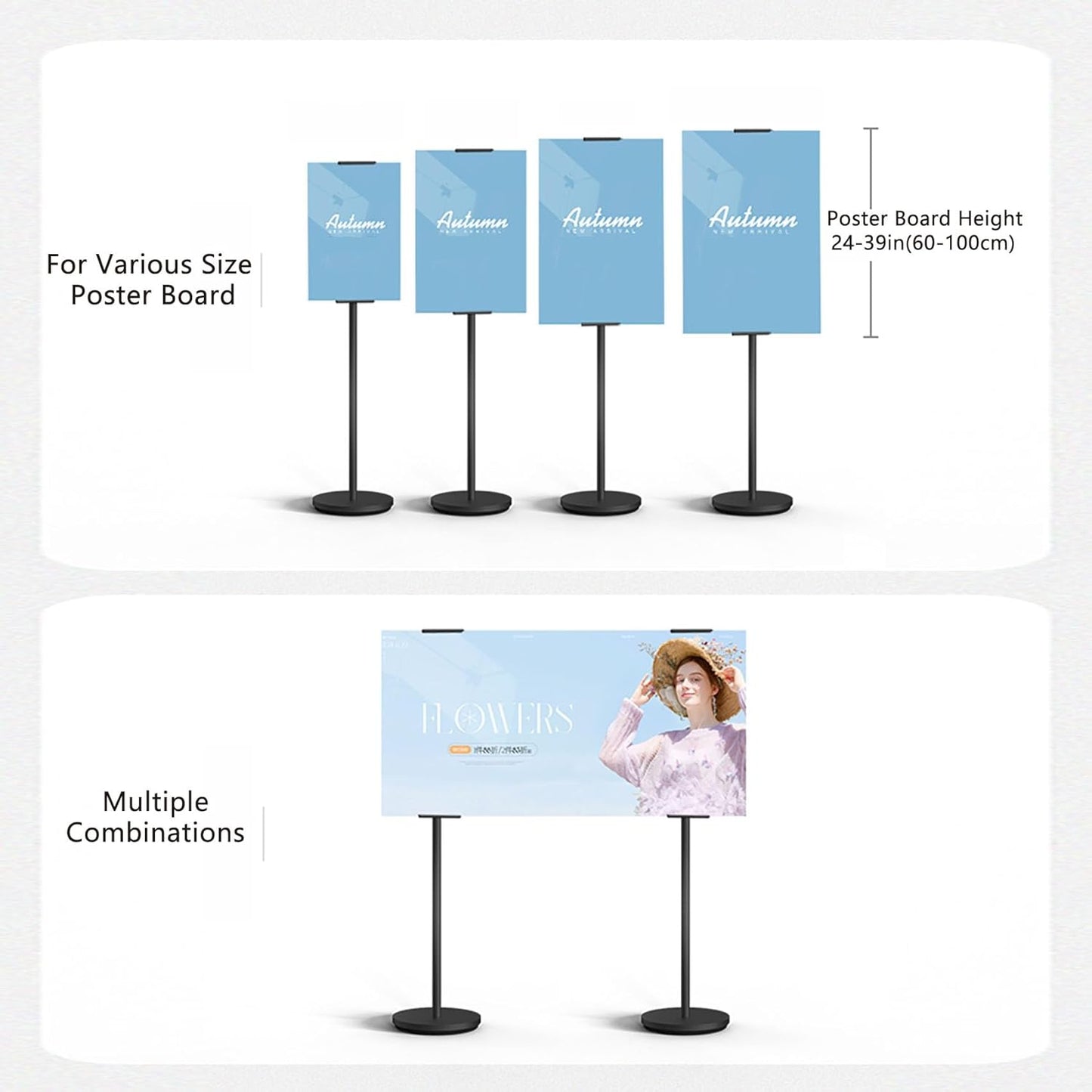 Heavy Duty Multi-angle Adjustable Metal Painting Easel Stand,Sign Holder Stand,Poster Stand with Round Base- Outdoor Floor Standing Indoor Display Holder(Black)
