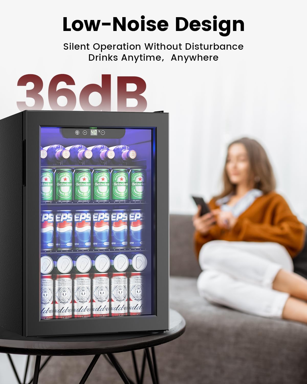 Wine Cooler Refrigerator - 24 Bottle 95 Can Mini Wine Fridge with Glass Door for Beer Soda Water Drink, Small Wine Cellar Beverage Refrigerator for Bedroom Office Home Bar Dorm, 2.6 Cu.Ft