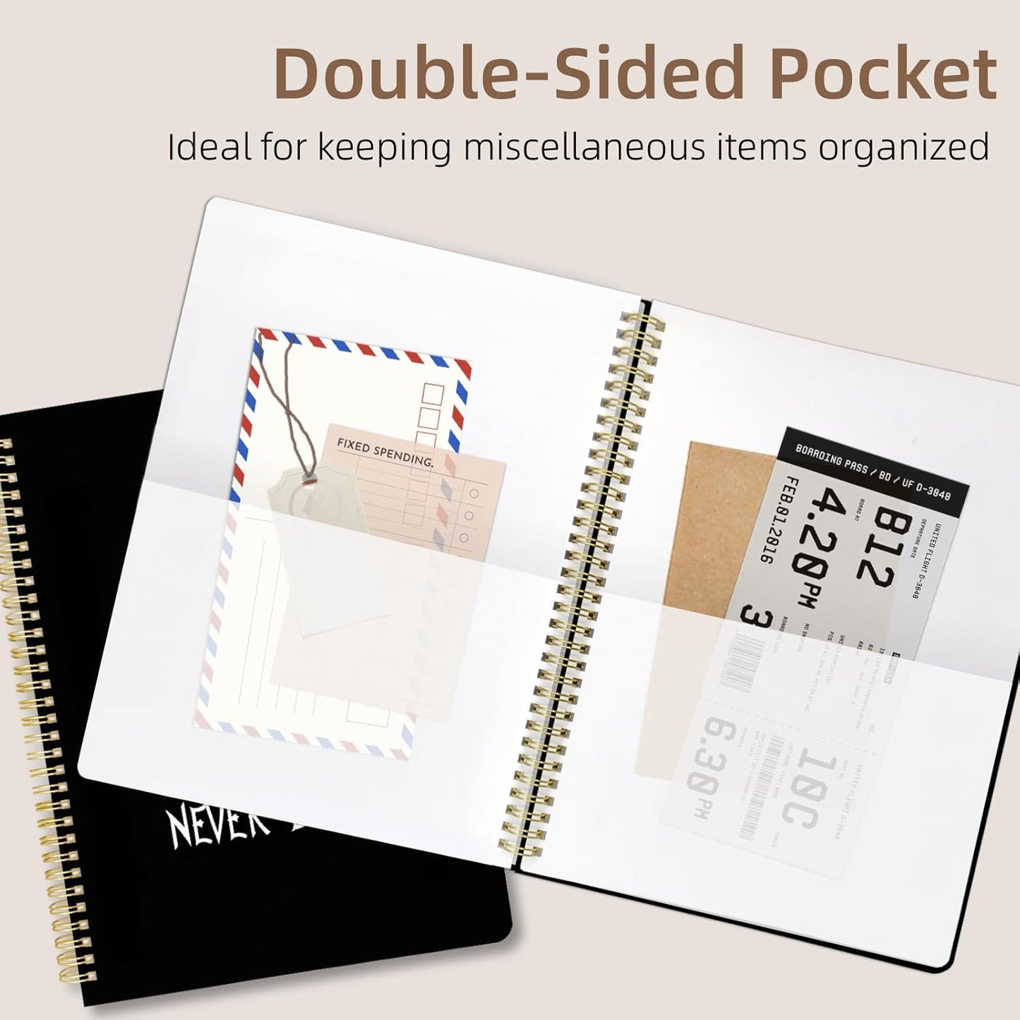 Cute Spiral Notebook journal A4 Aesthetic Pretty Design for Women Girls Kawaii with Pocket, 8.5 x 11 inch, Graph, Skeleton
