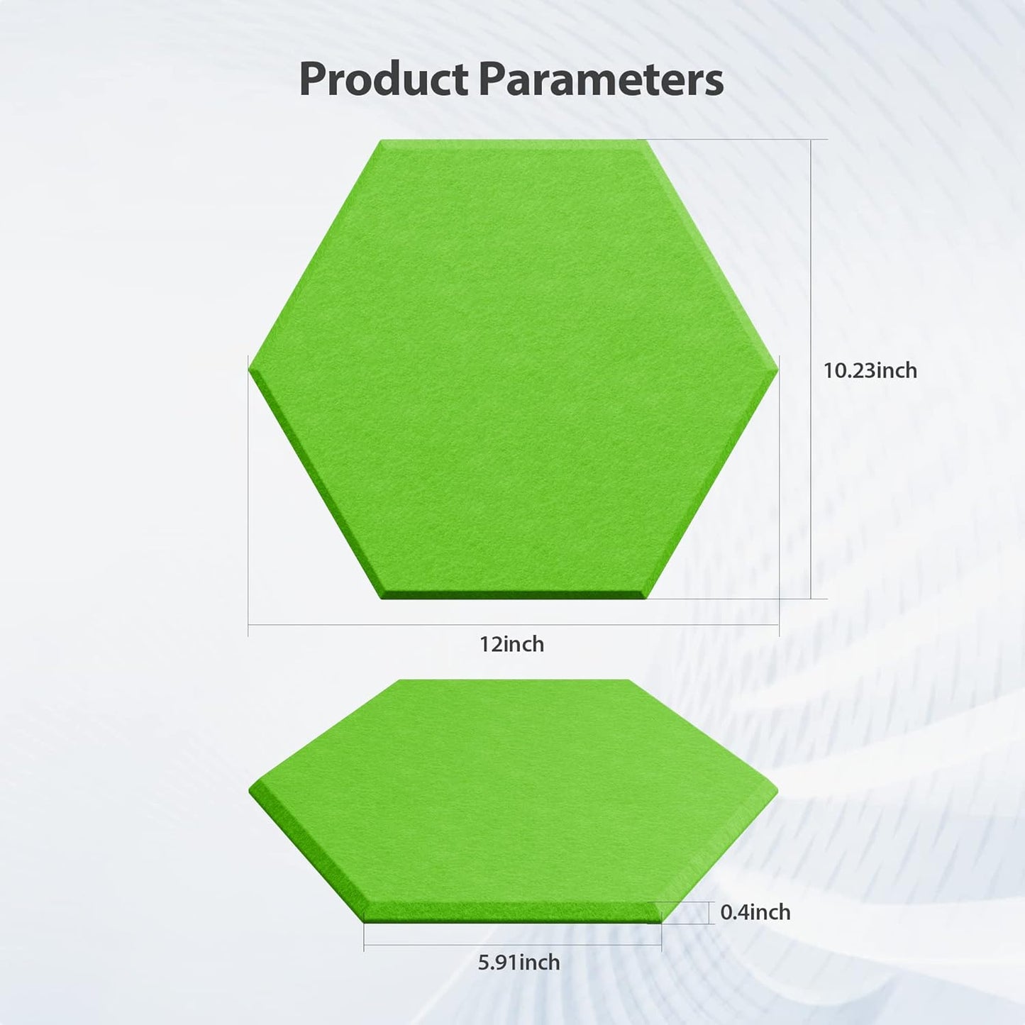 12 Pack Acoustic Panels Self Adhesive Sound Proof Foam, High Density Sound Acoustic Foam Panel, 12 X 10.23 X 0.4 Inch Hexagon Wall Panels in Home,Office,Reccording Room,Studio (Fruit Green)