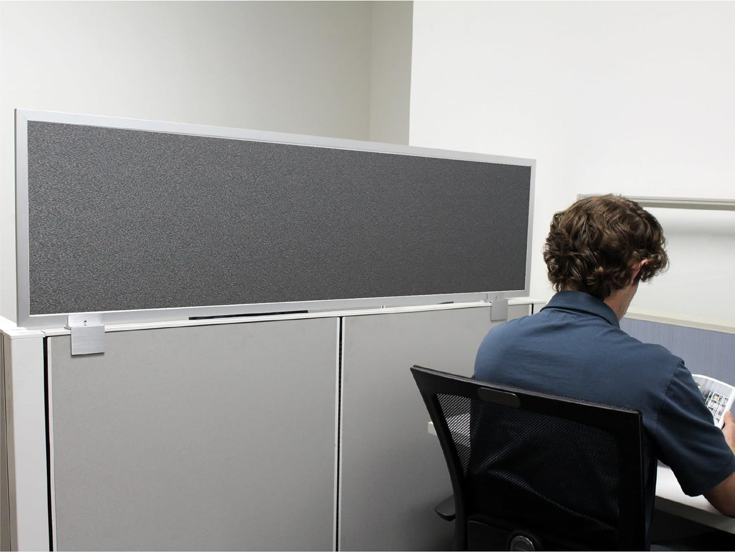 OBEX Acoustical Cubicle Privacy Screen Extender Desk Panel & Office Divider, Add Separation & Block Noise, 12" x 36", Graphite