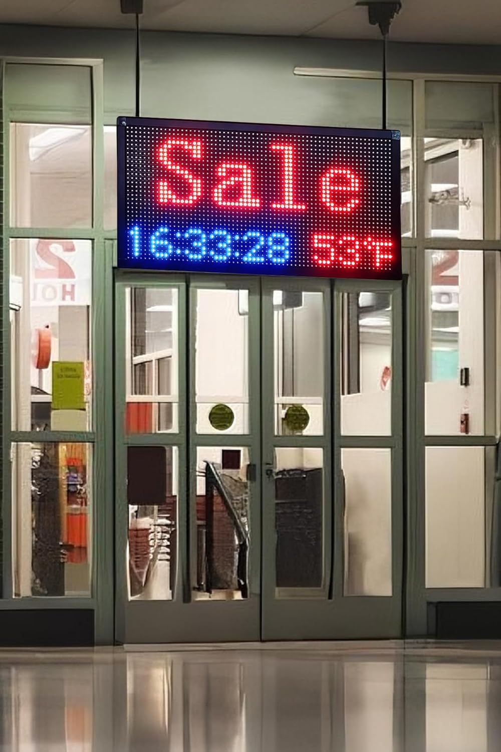 Large Double Sided Digital Wall Clock 19x9 Inch with Remote,Auto-Dimming, Temperature & Date Display, Indoor/Outdoor Waterproof Alarm Clock for Gym, Garage, Office, Shopping Mall