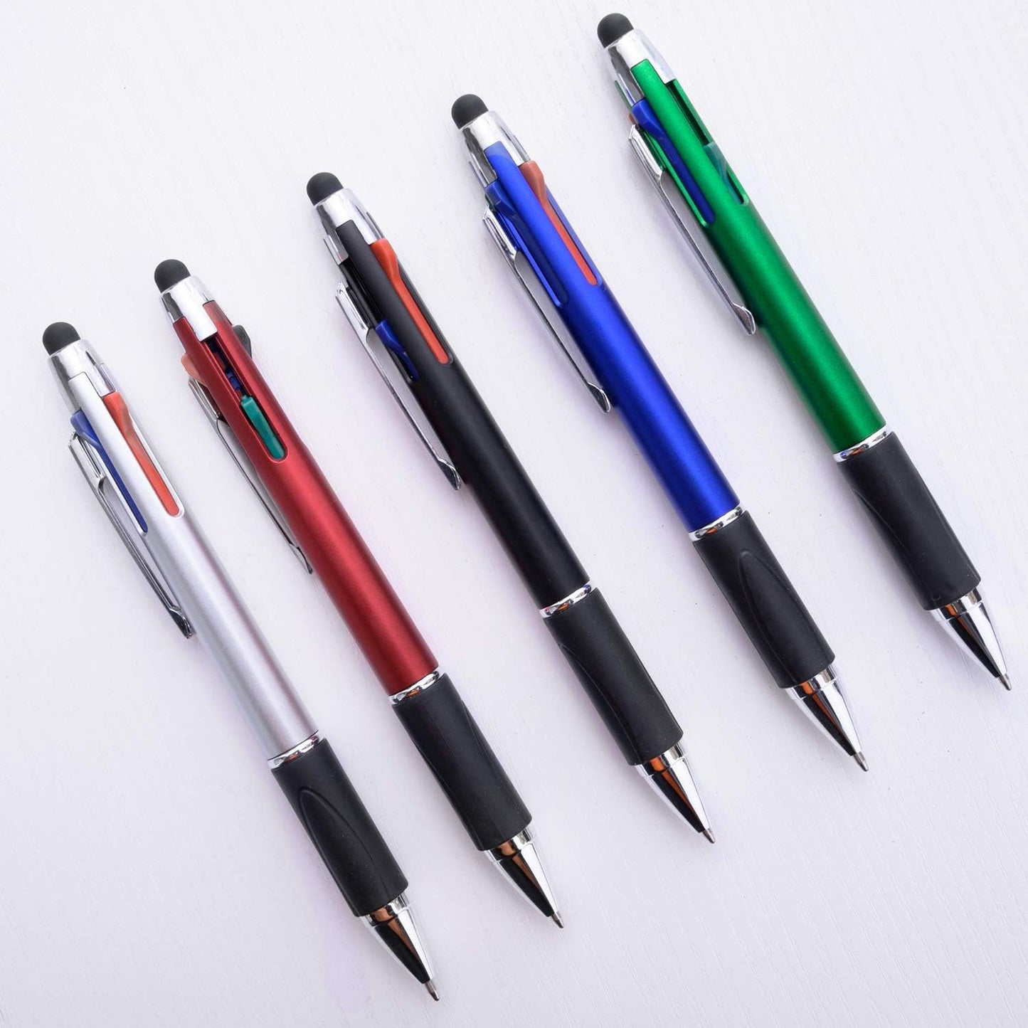 MiSiBao 4-Color Ballpoint Pen Multi Colored Pens in One Medium Point (1.0mm) Touch Screen Stylus, 5-Count