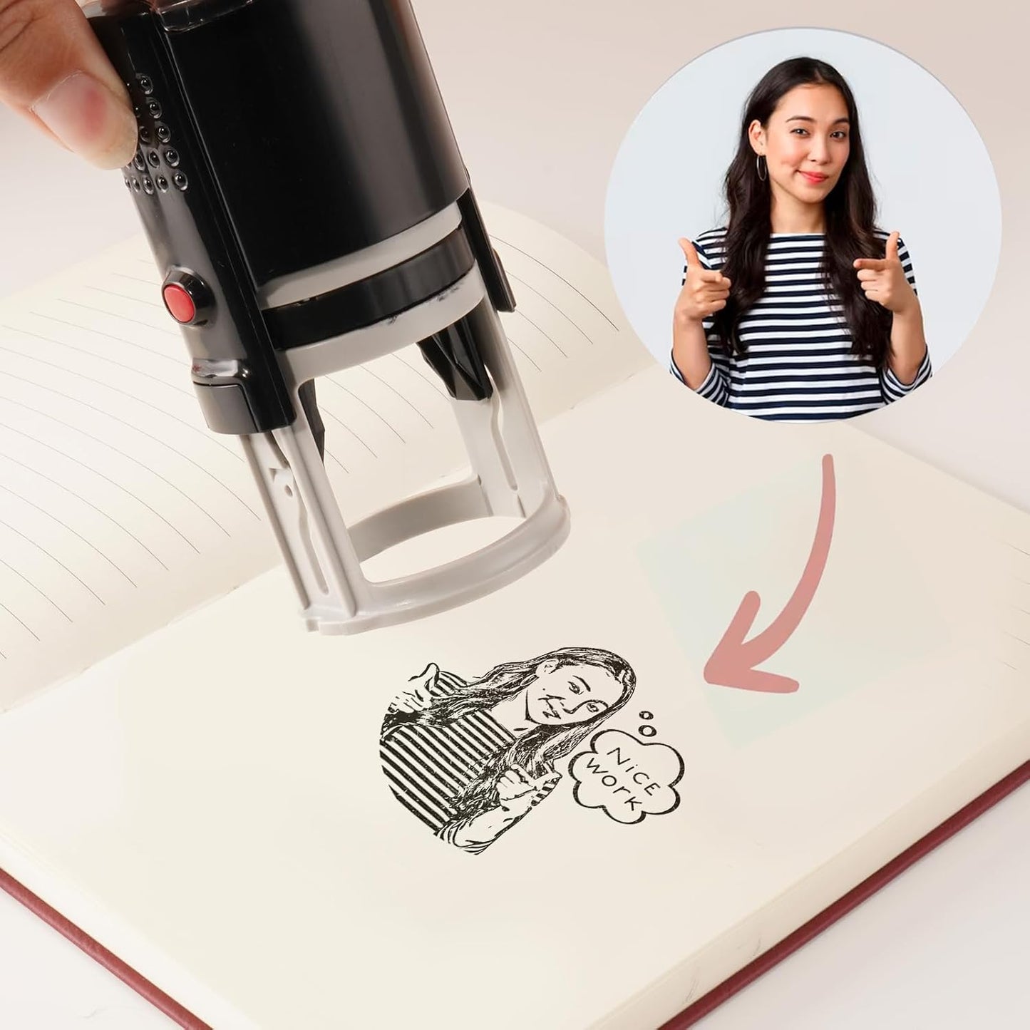 Custom Stamps for Business | Custom Logo Stamp | Personalized Self Inking Stamp Customized Business Logo Text Rubber Stamper, 4 Sizes/5 Color Options (2-inch)