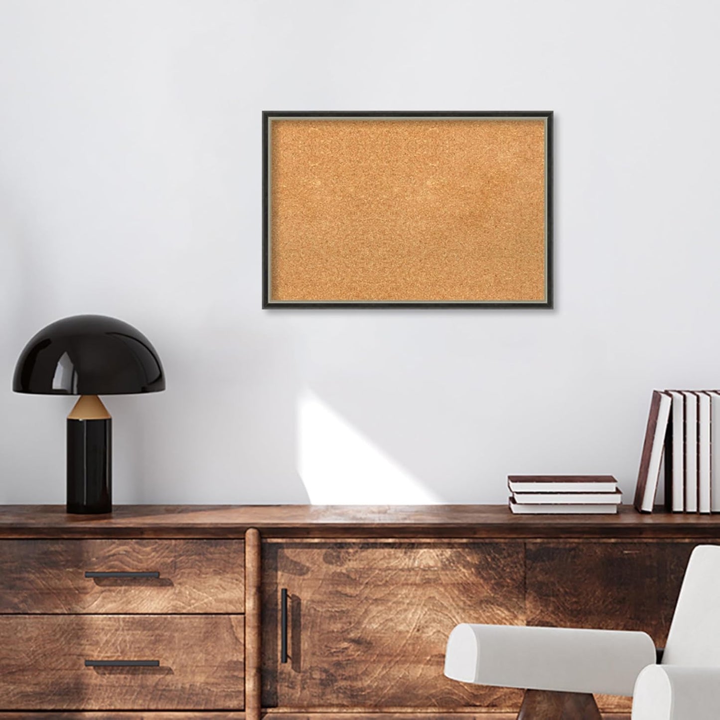 Amanti Art Natural Cork Board for Wall, 17x25 Vision Board with Black Wood Frame, Medium Corkboard Office Decor for Home Organization, Modern Contemporary Corkboard Pinboard to display items for home