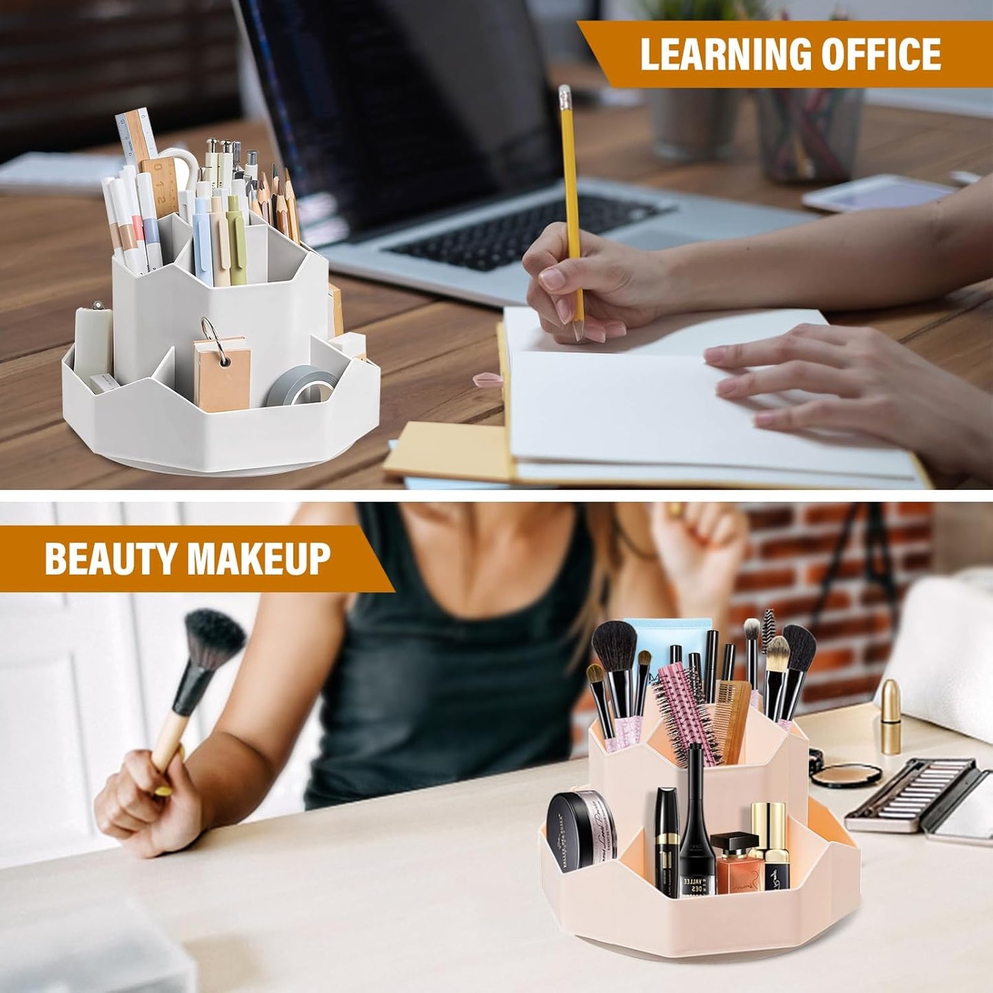 360 Degree Rotation Pen Holder,9 Slots Pencil Holder for Desk,Desk Organizer,Desk Accessories & Workspace Organizers,Apply Office, School, Home(Grey