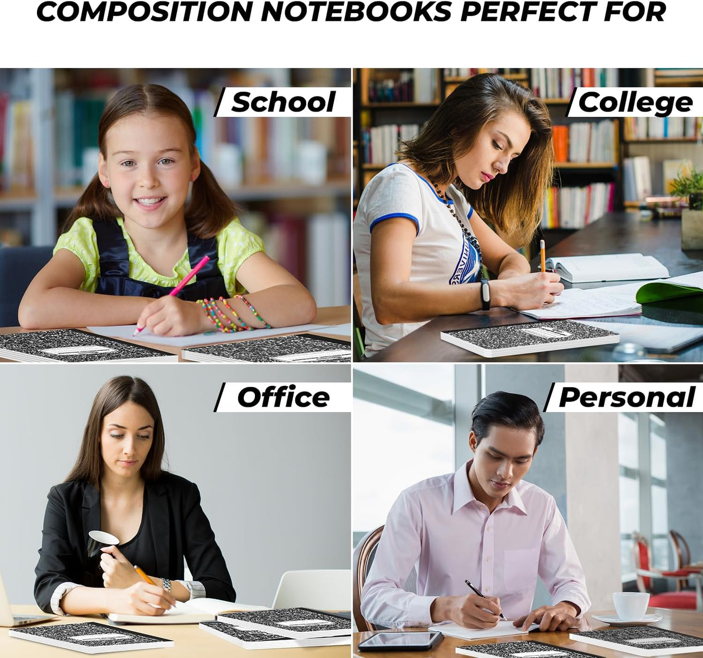 1000 Pack (Pallet) Composition Notebooks Bulk, Wide Ruled, Pallet of Notebooks, 200 Pages (100 Sheets), 9-3/4 x 7-1/2, Bulk Notebooks for School, Bulk Office Notebooks, 4-7 Days Transit
