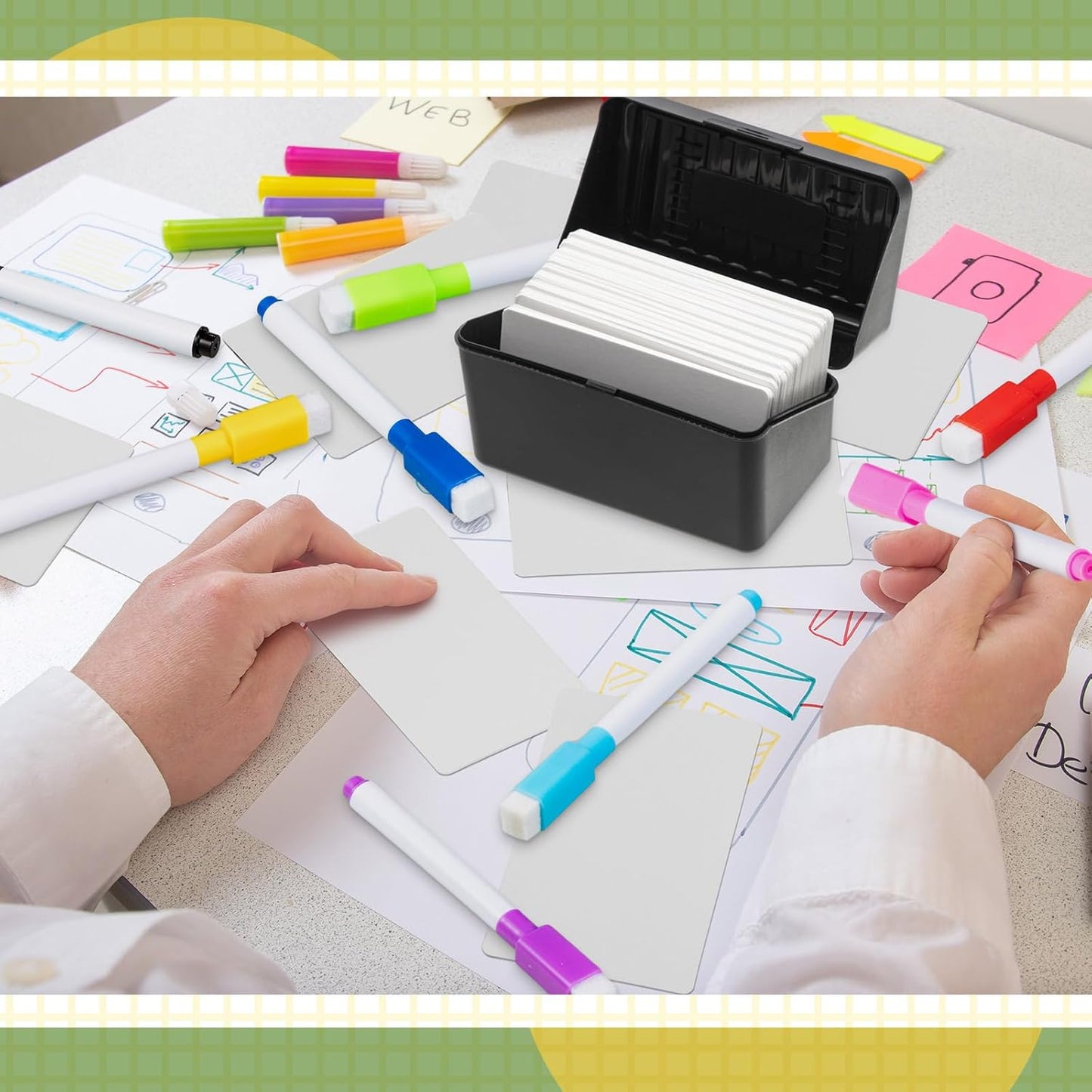 Harloon 100 Pcs Dry Erase Index Cards 5 x 8 Inch Laminated Reusable Dry Erase Note Cards Sheets for Office to Do List (White)