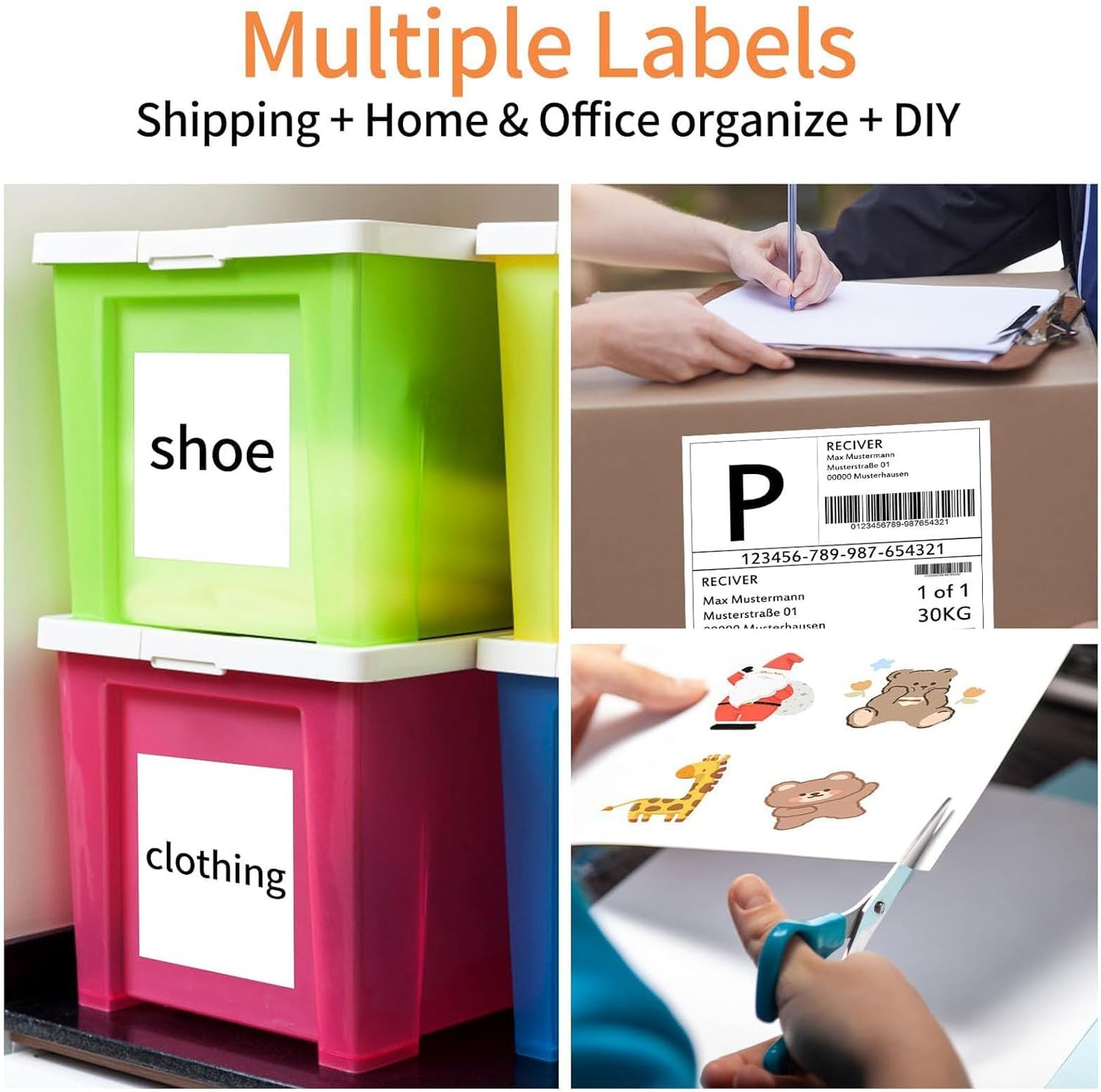 8.5" x 11" Sticker Paper for Inkjet Printers - 300 Sheets Full Sheet Shipping Labels Printable Full Page Labels 8.5×11 White Sticker Paper for Laser Printing - Matte