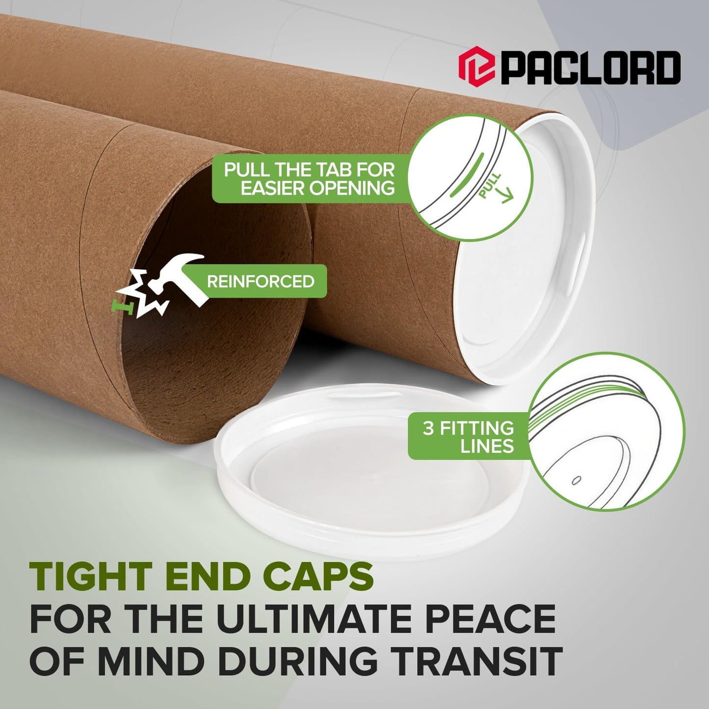 4" x 36" Reinforced Kraft Paper Mailing Tubes, Pack of 4 Tubes with 2 Caps Each – USPS Approved Poster Tube – Made in USA Cardboard Tube for Shipping and Storing Posters, Prints, Artwork, or Documents