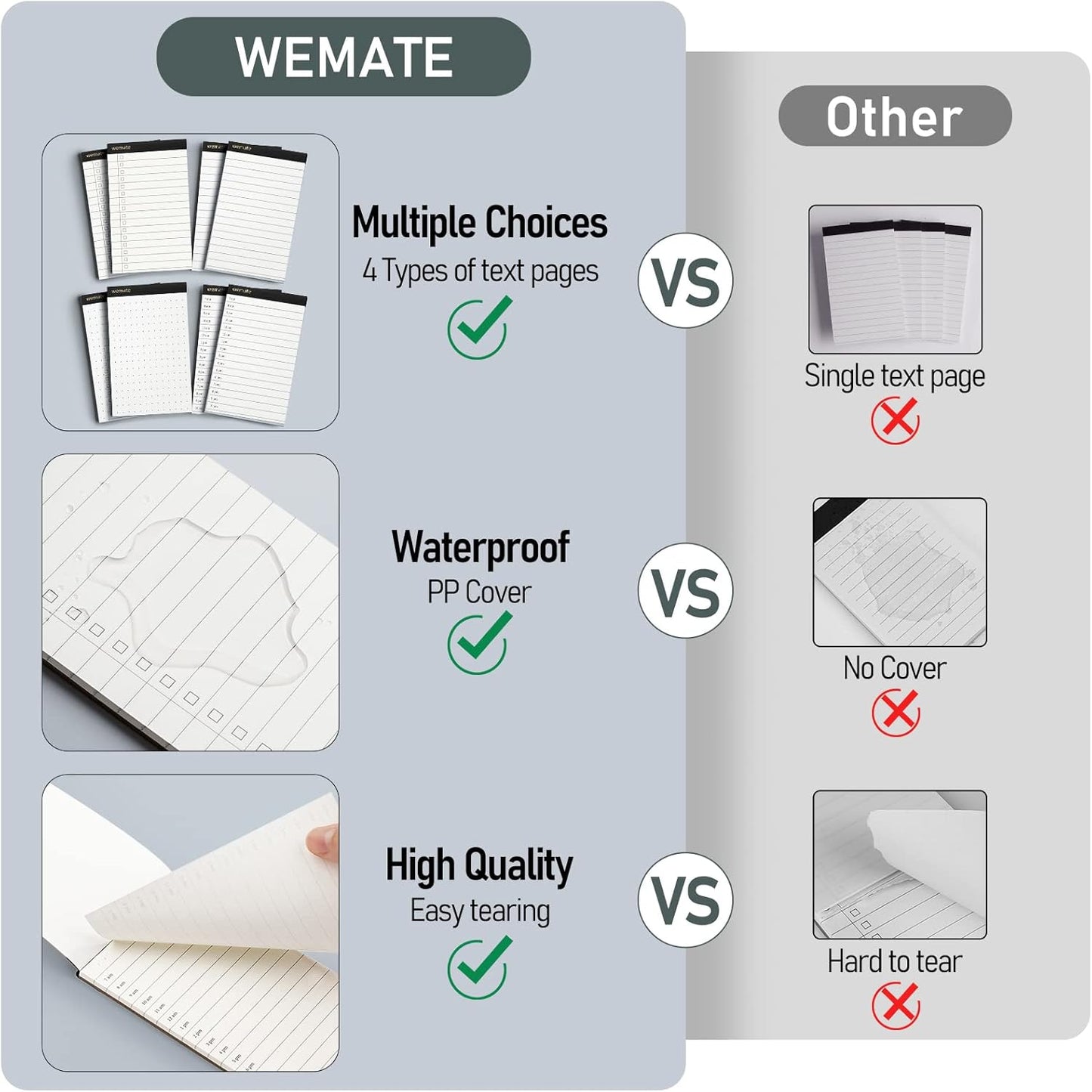 WEMATE Fathers Day 8Pcs Note Pads, Legal Pads 3.5 x 5, Time Schedule, Lined Notepad, To Do List, and Dotted Notepad, Paper Pads,Notebook Paper Writing Pads for School Office (8 Pack of 30)