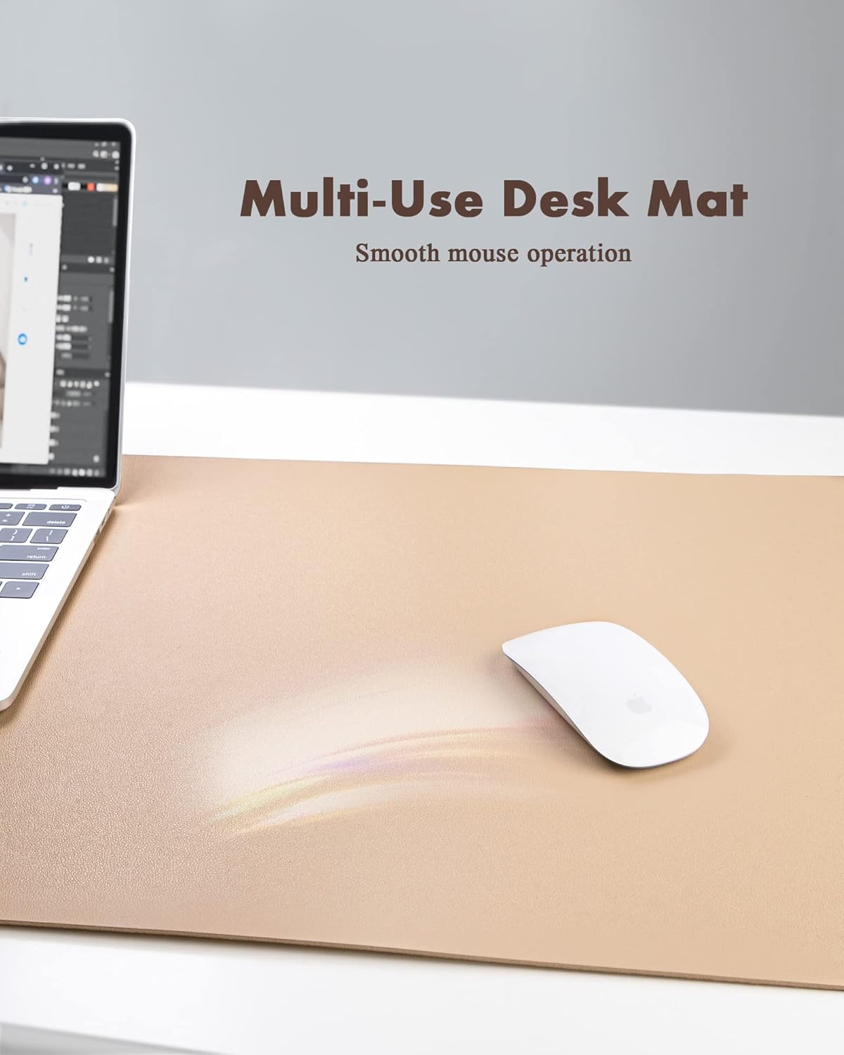 YSAGi Double-Sided Desk Pad, 31.5"x15.7"Leather Desk Mat, Eco Cork Desk Pad Protector,Large Mouse Pad,Waterproof Desk Blotter for Office/Home(Apricot)