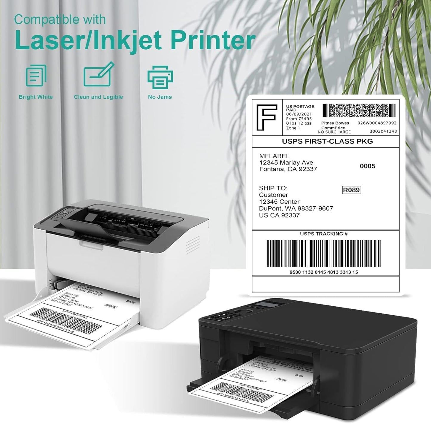 MFLABEL Full Sheet Sticker Label, Address Sticker, White Matte Label Paper, 8-1/2" x 11" Shipping Labels for Laser & Inkjet Printer (1500 Labels, 1500 Sheets)