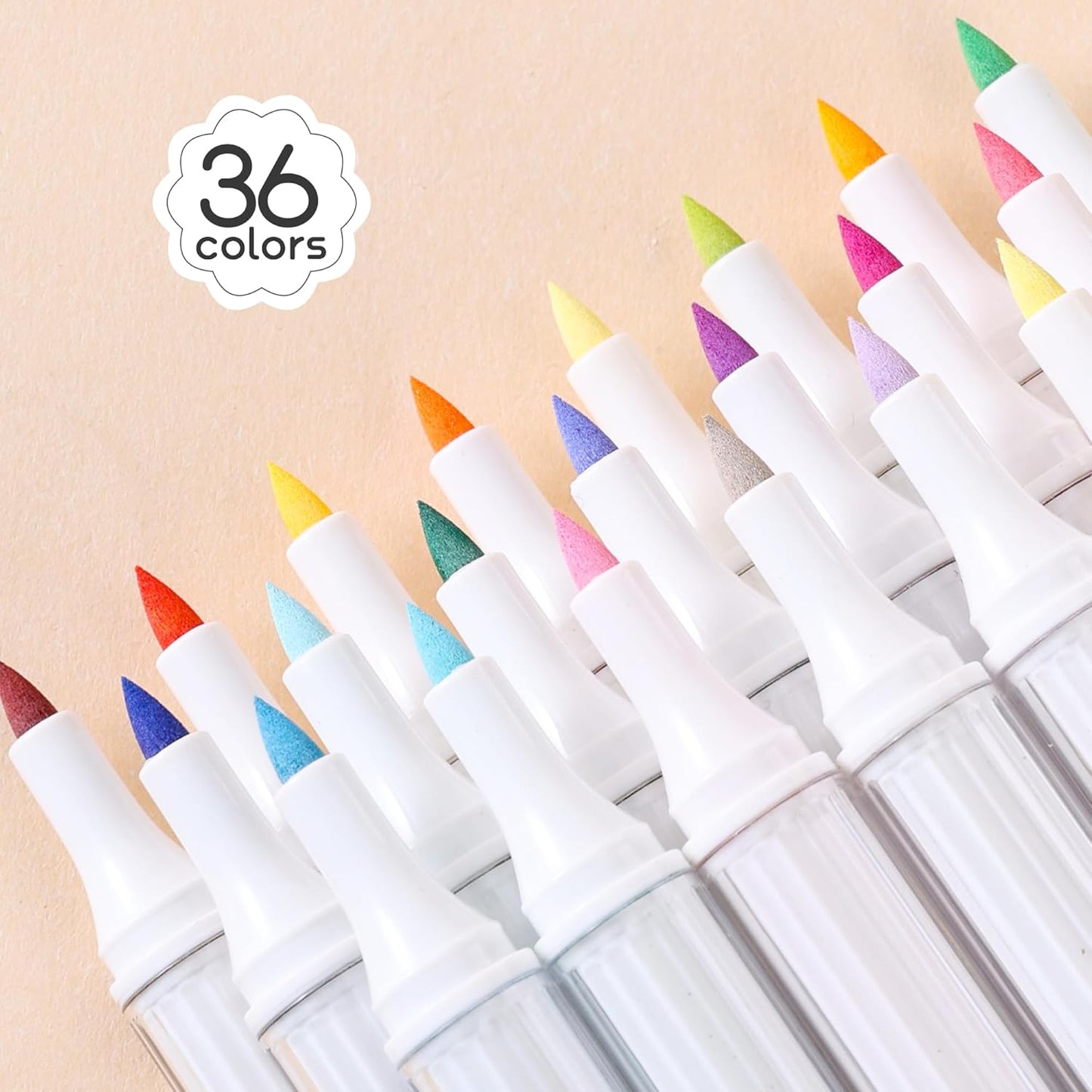 36 Colors Acrylic Paint Markers Set, Soft Brush Tip Acrylic Paint Pens Acrylic Markers for Rock, Egg, Wood, Glass, Canvas Painting, Coloring and Drawing, DIY Crafts Art Supplies