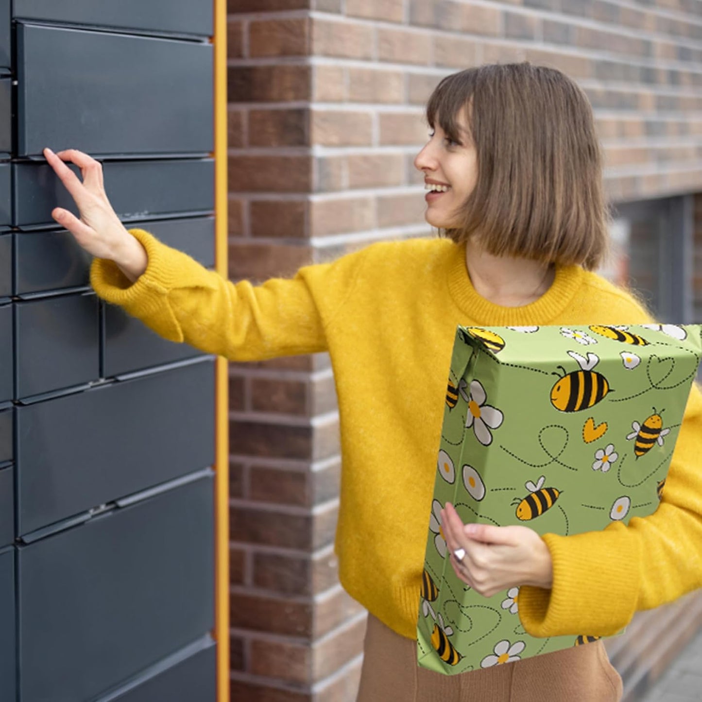 Poly Mailers 14.5x19 Inch 50 Pcs - Bee printed Shipping Bags, 2.4mil Thickness, Waterproof and Tear Resistant Mailing Envelopes, Self-Sealing Packaging Bags for Small Business