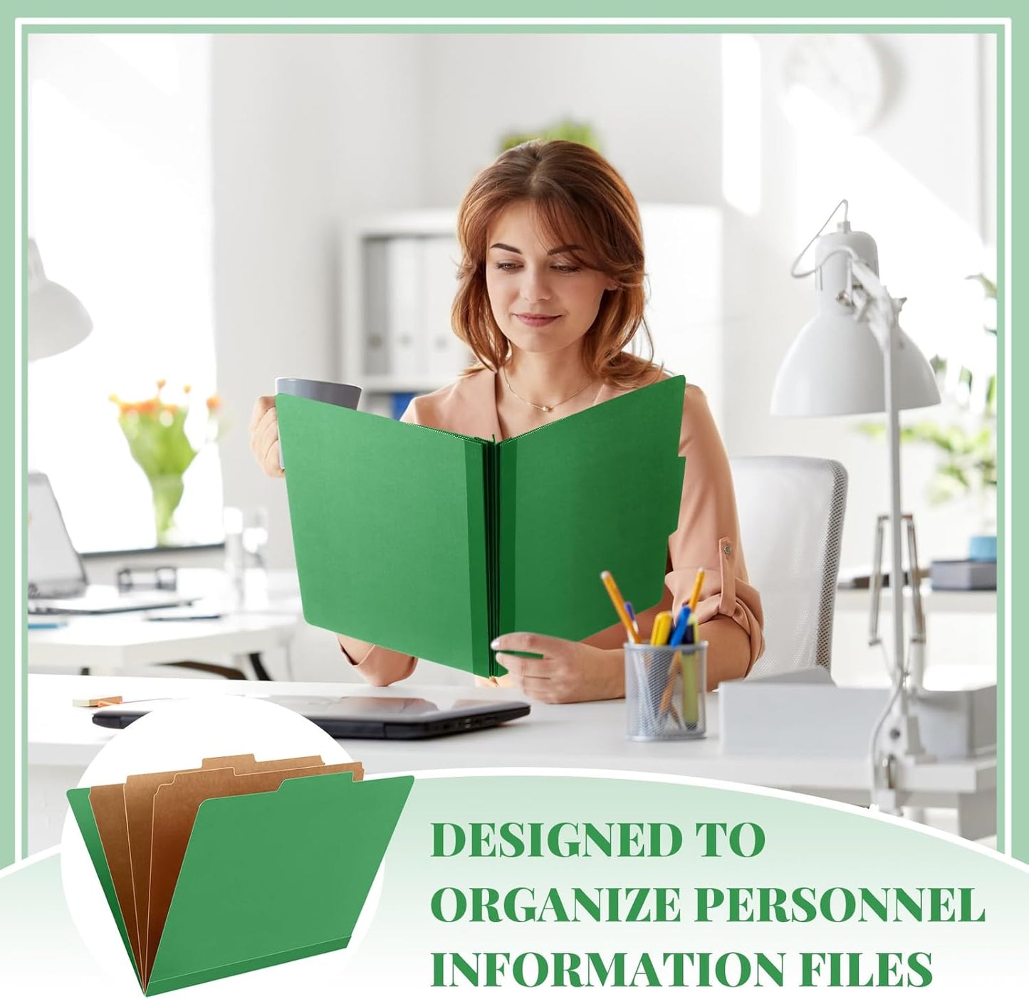 36 Pcs Classification Folders Letter Size, 3 Divider Pressboard File Folder with Fasteners, Expanding File Organizer Bulk for Teachers, Clergy, Office, Church, Christmas Donations (Green)