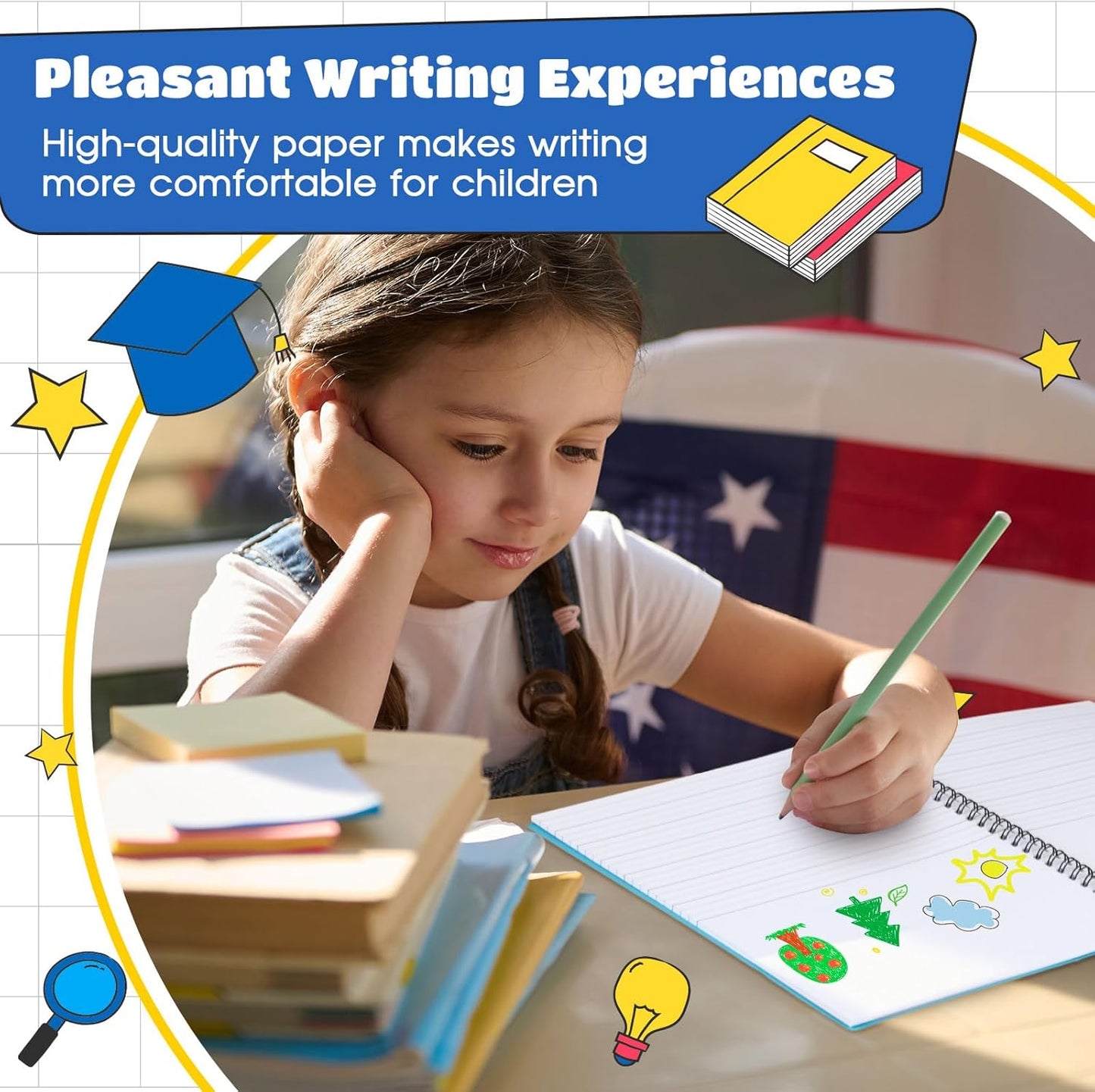 Henoyso 10 Pcs 100/50 Sheets Primary Composition Notebook K-2 Bulk Spiral Primary Journal Drawing Handwriting Practice for Kids Kindergarten 1st 2nd Back to School Supplies (Stylish Color,50 Sheets)