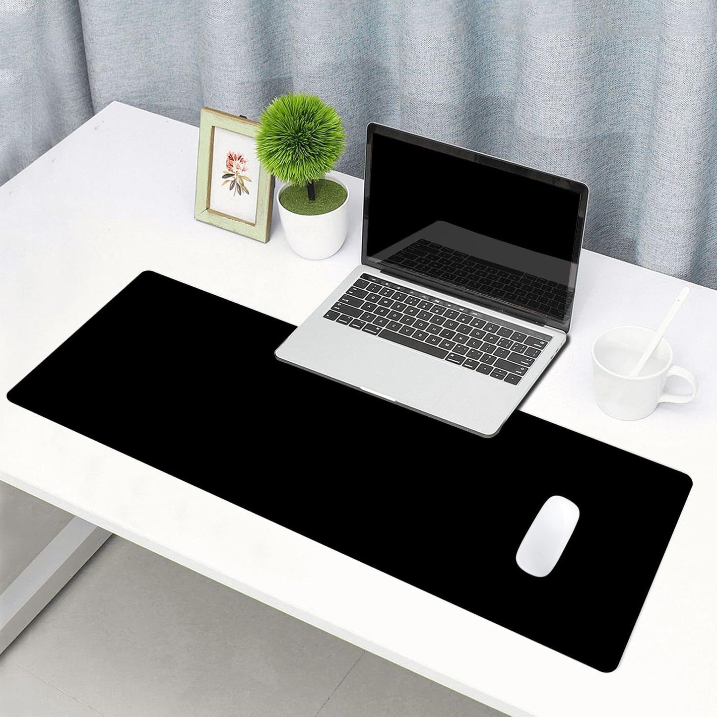 Hokafenle Large Gaming Mouse Pad, Black Desk Keyboard Mouse Pads, Long Mouse Mat, Non-Slip Rubber Base Computer Mousepad for Office, Home, Gamer