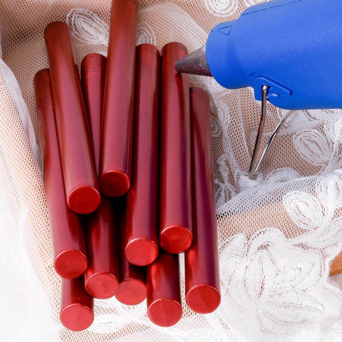 Wax Seal Kit with Sealing Wax Gun & 10pcs Blood Red Wax Sticks – for Wedding Invitations, Envelopes, Gift Wrapping, Letters, DIY Crafts Sealing Decor