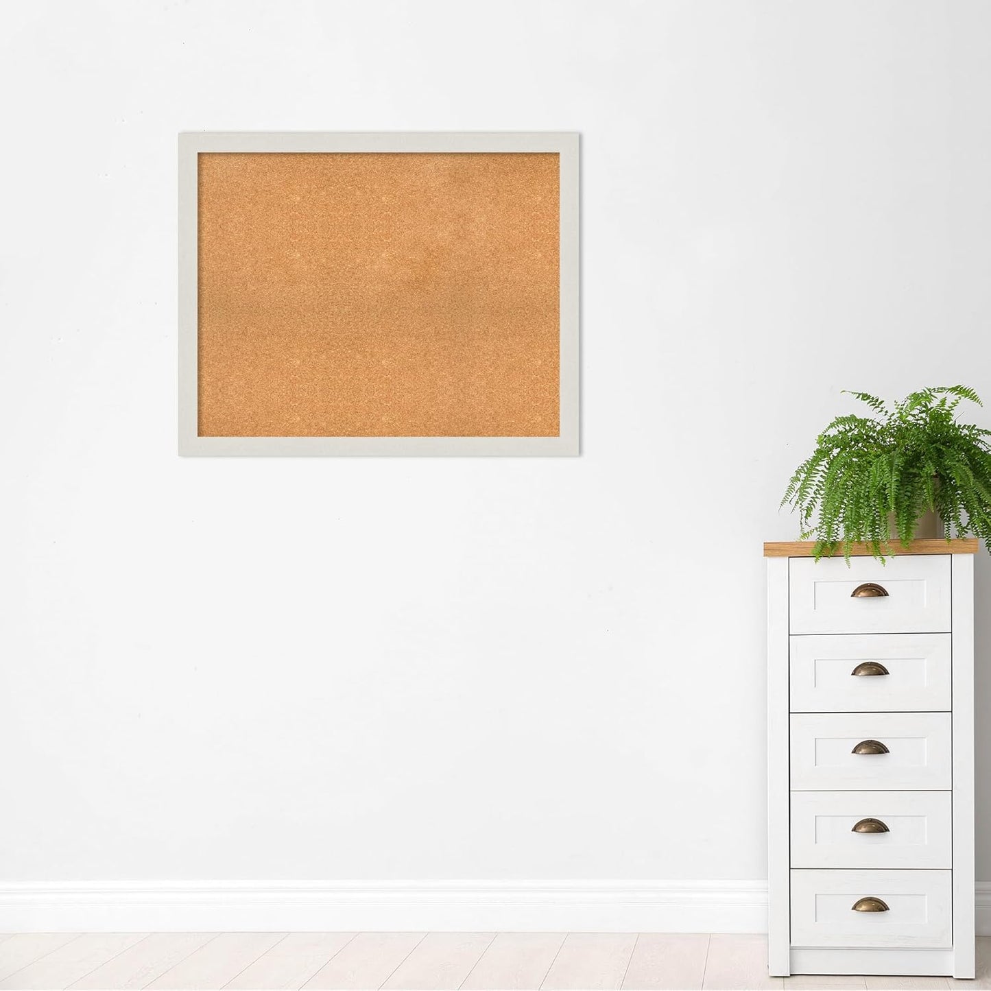 Amanti Art Natural Cork Board for Wall, 33x41 Vision Board with White Frame, X-Large Corkboard Office Decor for Home Organization, Country Rustic Corkboard Pinboard to Display Items for Home