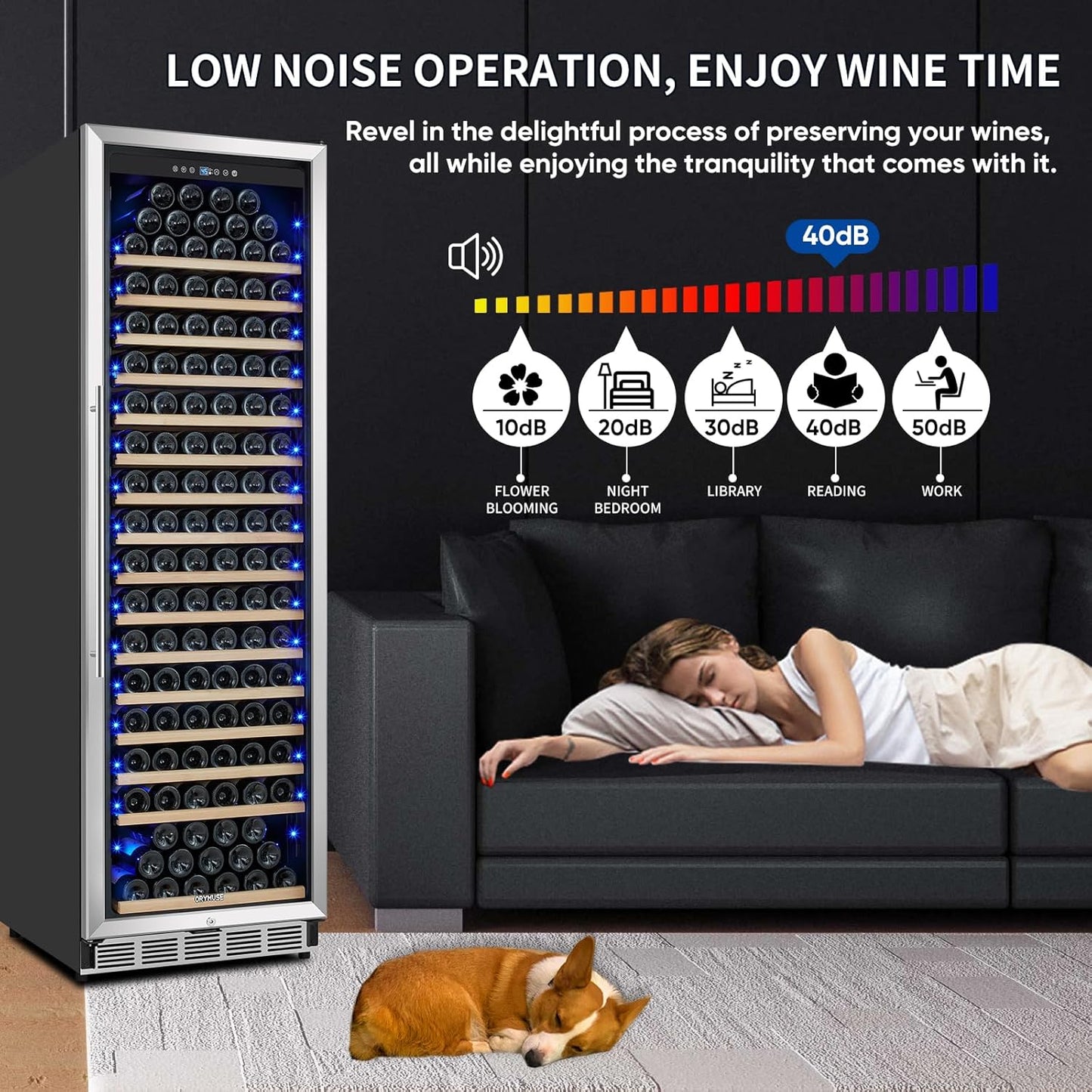 Large 200 Bottle Wine Fridge - 24 Inch Wine Cooler Refrigerator, Freestanding and Built-in Design, Upgraded Compressor Cooling, Intelligent Temperature Memory