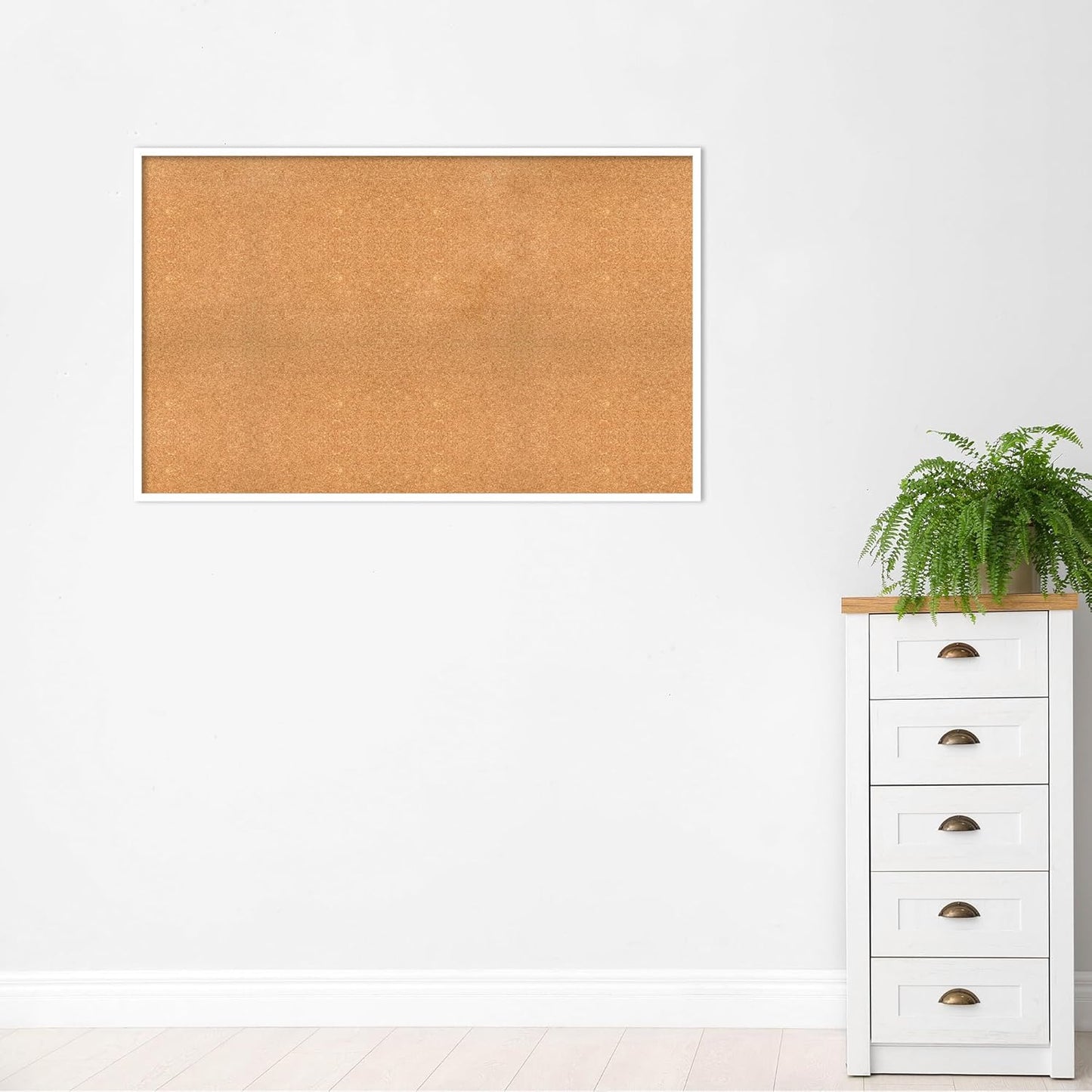 Amanti Art Natural Cork Board for Wall, 33x53 Vision Board with White Frame, Oversize Corkboard Office Decor for Home Organization, Modern Corkboard Pinboard to Display Items for Home Organization in