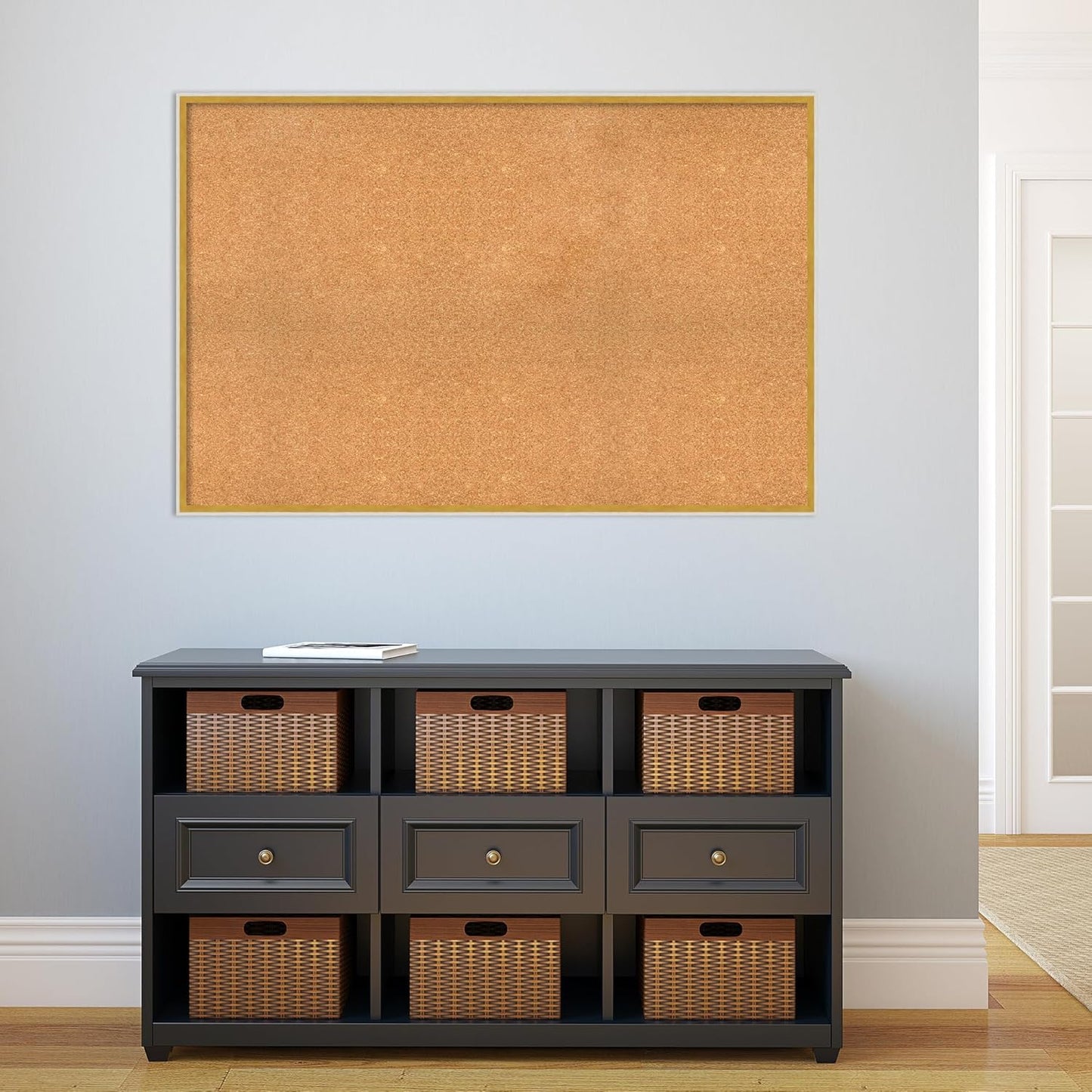 Amanti Art Natural Cork Board for Wall, 31x47 Vision Board with White Frame, Oversize Corkboard Office Decor for Home Organization, Modern Corkboard Pinboard to Display Items for Home Organization in