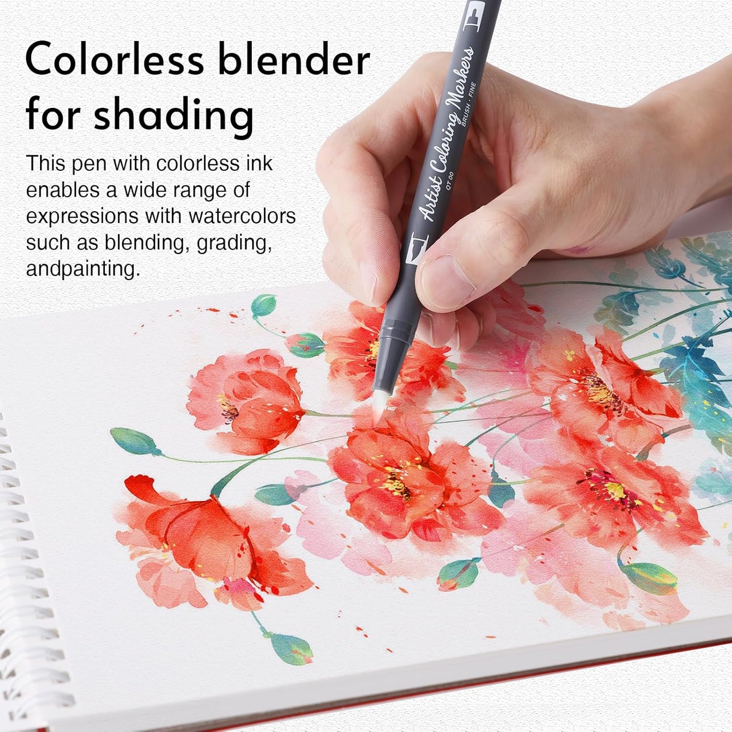 12 Colors Blendable Watercolor Markers Pens 2025 Upgrade Water Paint Set Double Tip Paint Pens with 1 Water Brush Pen Water Based Coloring Pens Drawing Markers Set with Brush Tip for Artists&Beginners