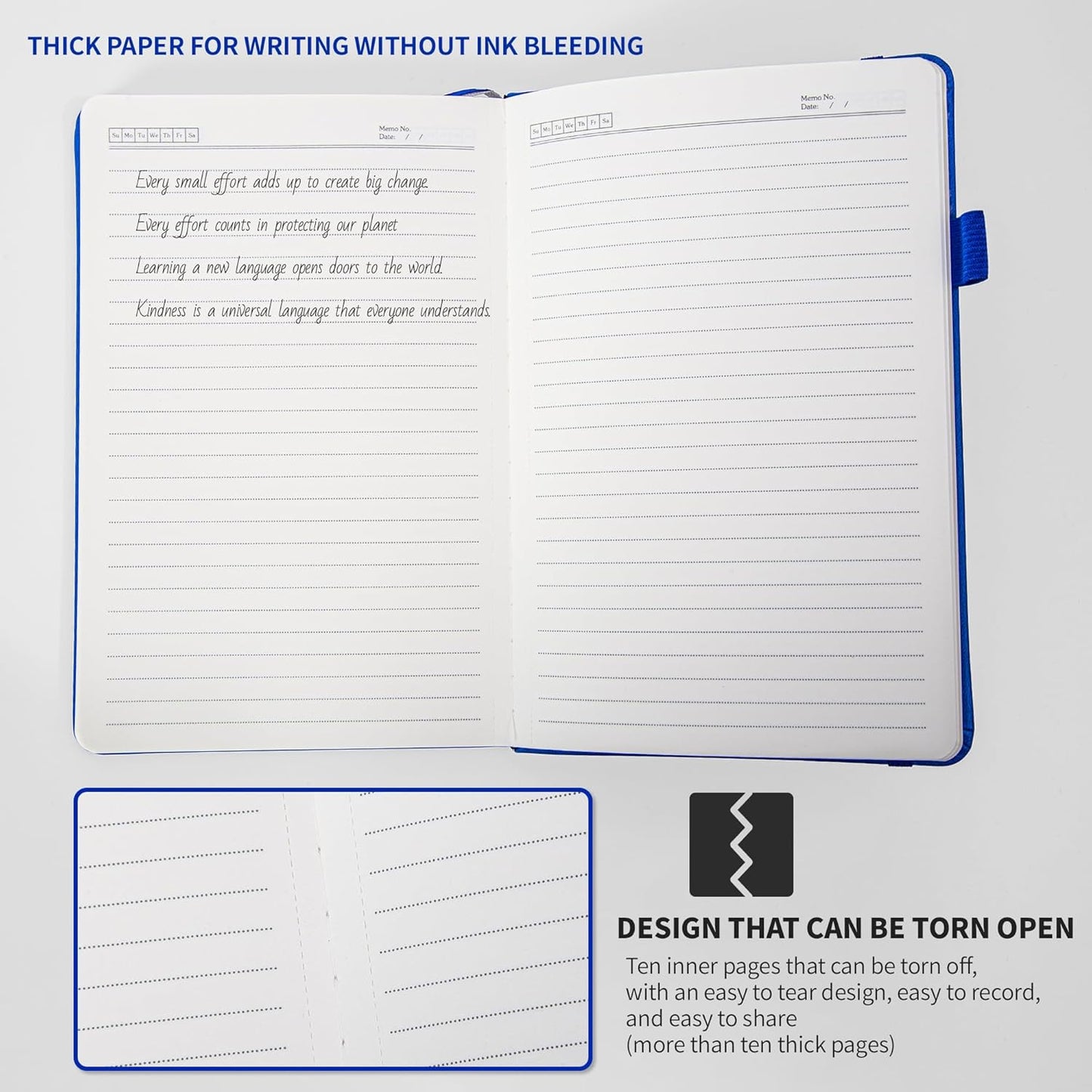 KaiRuiYing Lined Journal Notebook with Pen Holder, 320 Pages, 7.6'' × 10.3'' Large Size B5-100 GSM Thick Paper, for Writing, Work, Office, Leather Hardcover