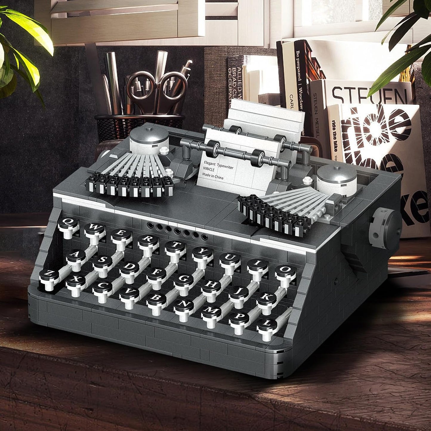 XIU Ideas Retro Typewriter Building Blocks Set,Typewriter Mini Building Blocks Set for Adult,STEM Vintage Building Blocks Kit for Kid 6+(1136pcs),Collectible Typewriter Display Model Black