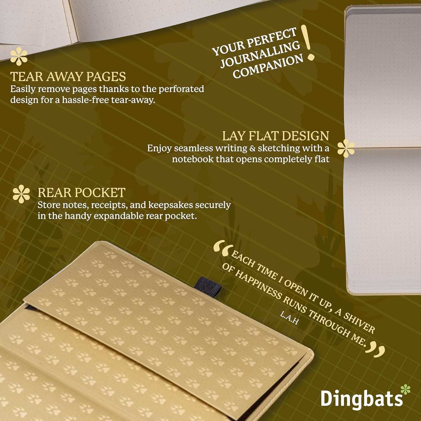 Dingbats A5 Wildlife Ruled Notebook Journal - Premium Vegan Leather Hardcover Executive Journal for Women & Men - Work, Note Taking, Writing & Travel