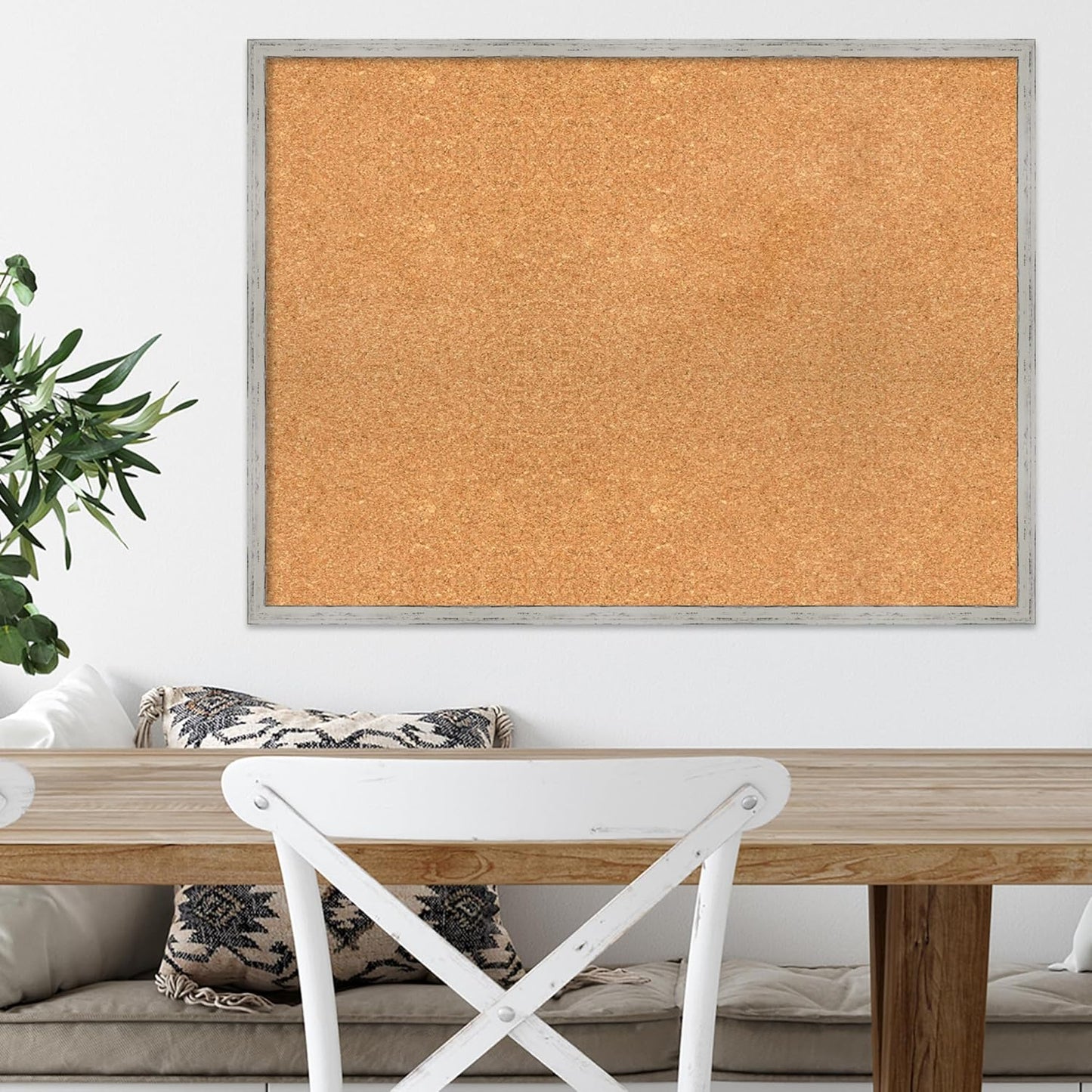 Amanti Art Natural Cork Board for Wall, 23x31 Vision Board with White Frame, Large Corkboard Office Decor for Home Organization, Cottage Corkboard Pinboard to Display Items for Home Organization in