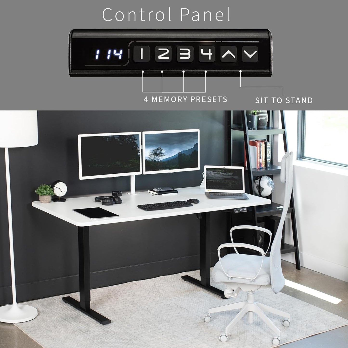VIVO Electric 71 x 30 in Standing Desk, Memory Height Adjustment, 1B Series, White Top Black Frame, DESK-KIT-1B7W