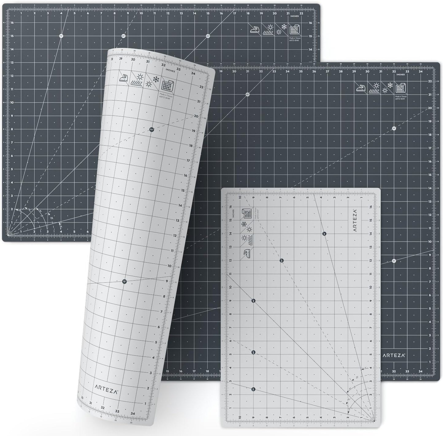 Arteza 24"x36" Cutting Mat with Grid & Non Slip Surface, Self Healing Cutting Mat for Fabric, Paper, Vinyl, Plastic, Craft Supplies for Quilting, Sewing, Scrapbooking