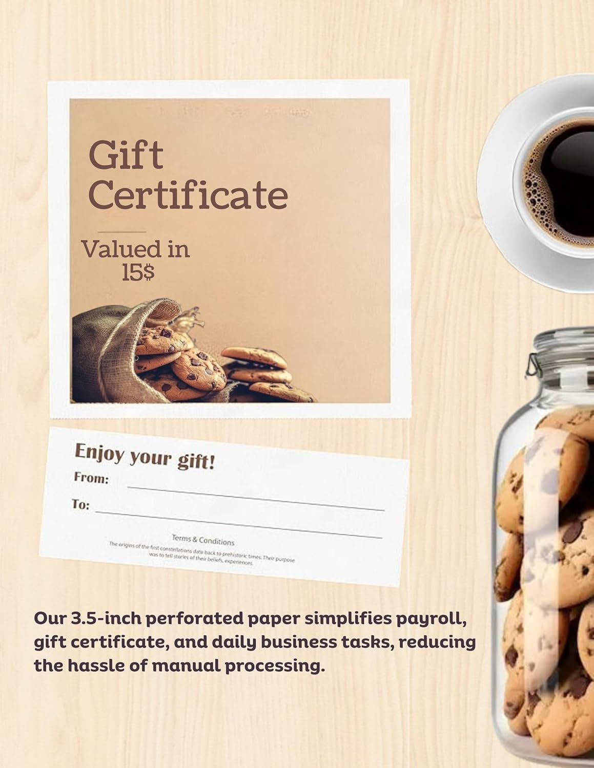Limited Papers (TM) 8.5x11 Perforated Paper, 20/50 Pound, 75 GSM, Variety of Perforation Sizes and Colors, for Forms, Tickets, Postcards, Business Cards. (Canary, 2 up – 3.5” from bottom)
