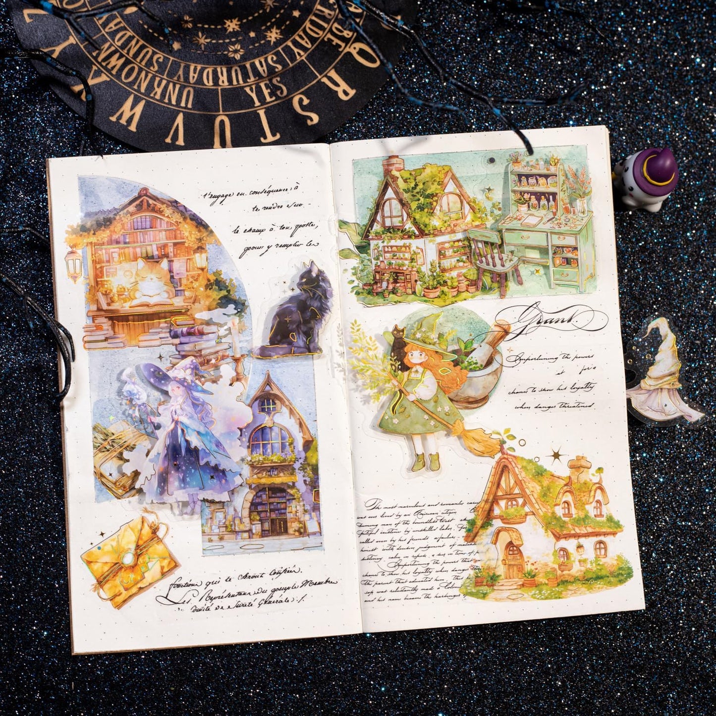 Magic-Themed PET Sticker Set, 80PCS Fantasy Adventure Stickers for Scrapbooking, Journaling, DIY Crafts, and Art Supplies