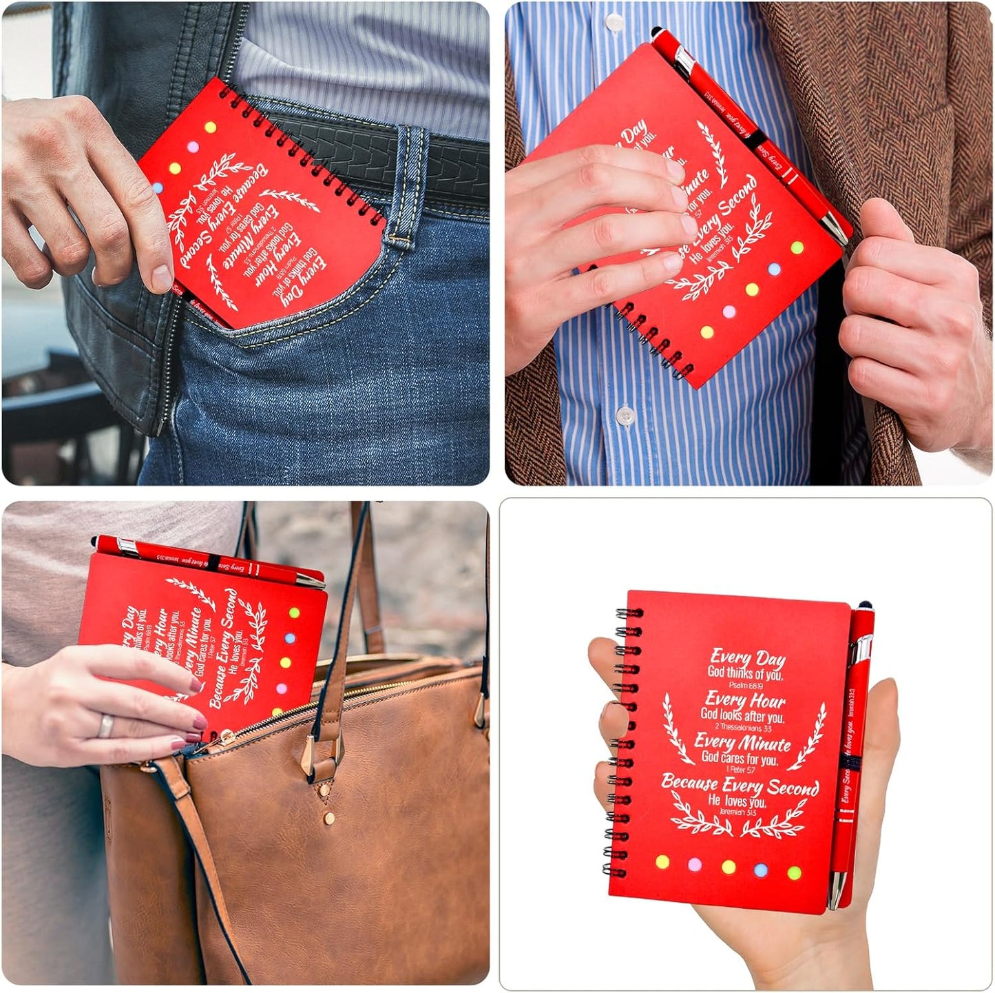 400 Pcs Bulk Fathers Day Christian Gifts Prayer Journal for Woman - 200 Set Religious Notepad with Christian Pen - Bible Notebook - Church Gifts for Inspirational, Bible Study, Devotions ( Red )