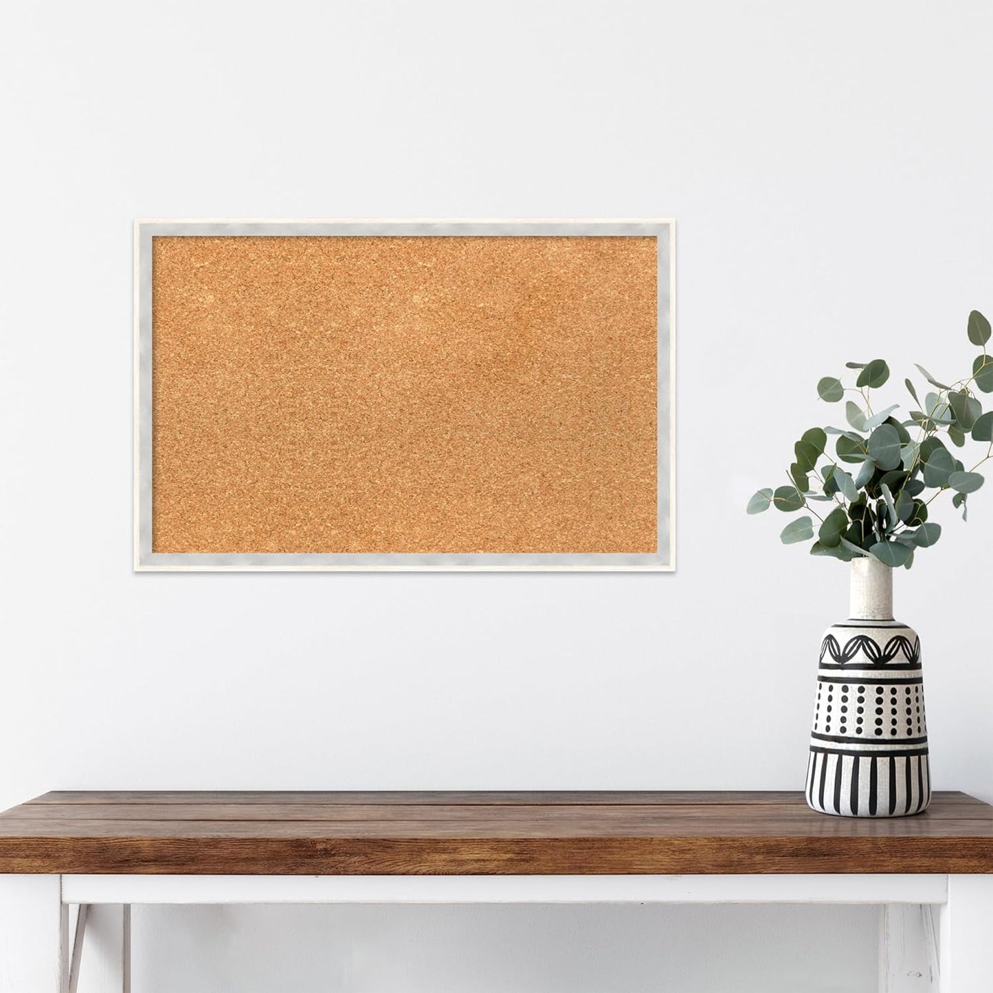 Amanti Art Natural Cork Board for Wall, 15x23 Vision Board with White Frame, Small Corkboard Office Decor for Home Organization, Modern Corkboard Pinboard to Display Items for Home Organization in