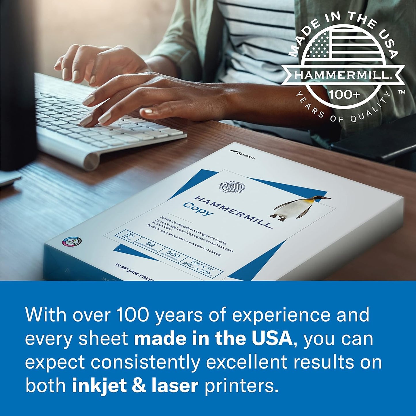 Hammermill Printer Paper, Great White 30% Recycled Paper, 8.5 x 11 - 5 Ream (2,500 Sheets) - 92 Bright, Made in the USA