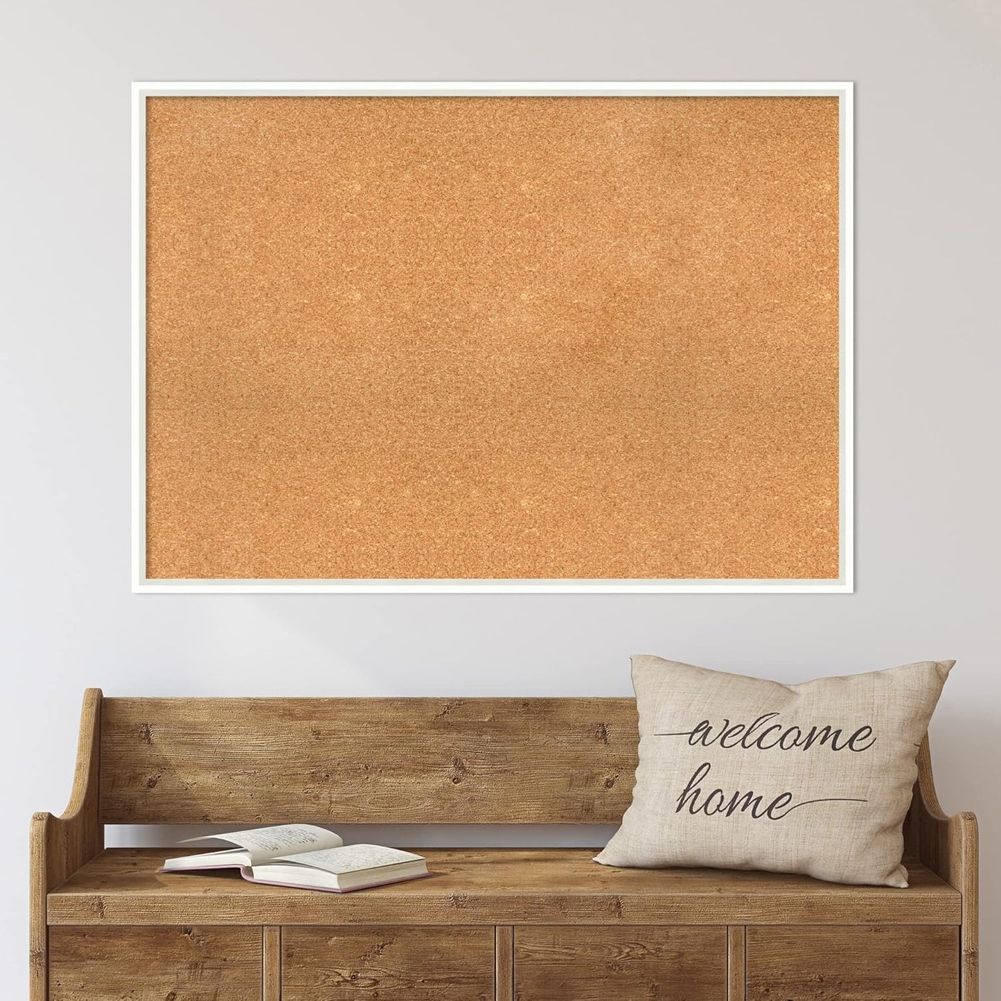 Amanti Art Natural Cork Board for Wall, 29x41 Vision Board with White Frame, X-Large Corkboard Office Decor for Home Organization, Modern Corkboard Pinboard to Display Items for Home Organization in